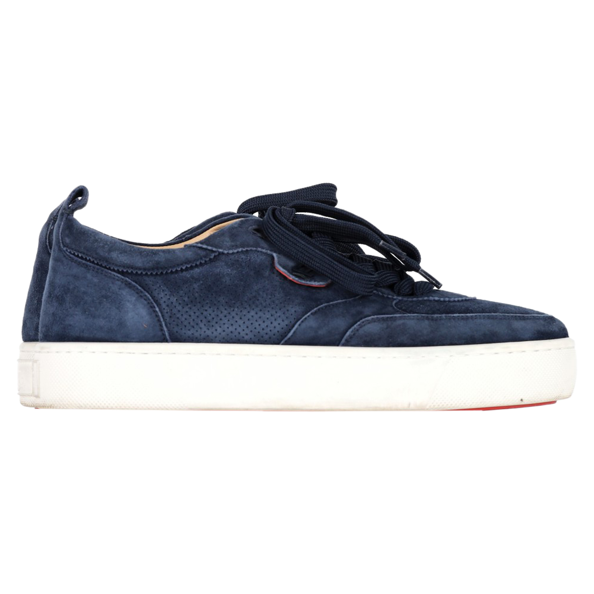 Christian Louboutin Pre-Owned Mens Happyrui Low Top Sneakers In Navy Blue Suede - Size Eu 41