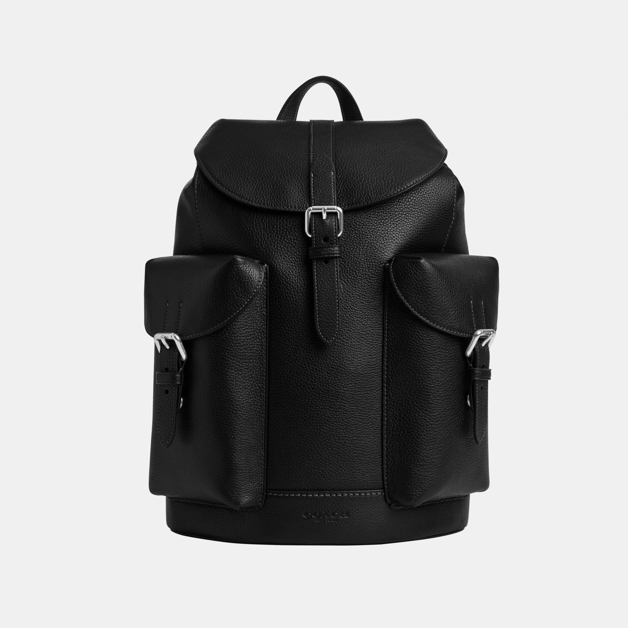 Coach Mens Warner Backpack in Pebbled Leather - Black - One Size