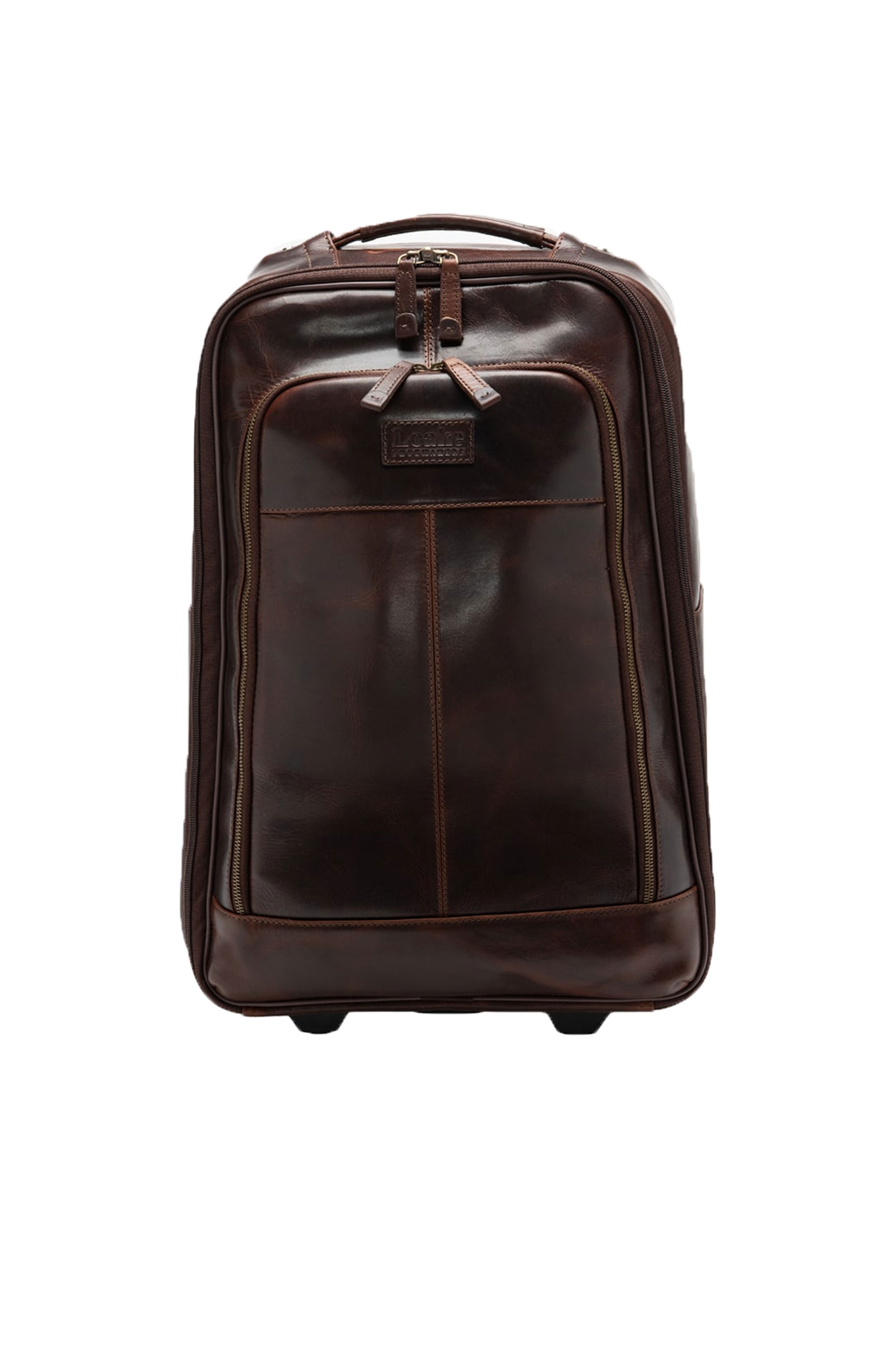 Loake Mens Paris Brown Leather Wheeled Suitcase - One Size