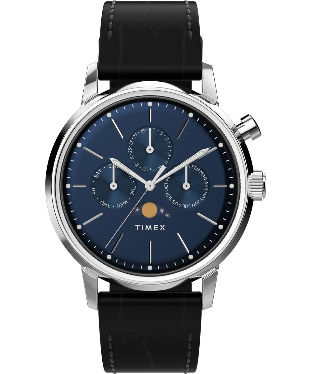 Timex Marlin Moonphase Mens Black Watch TW2W51200 Leather (archived) - One Size