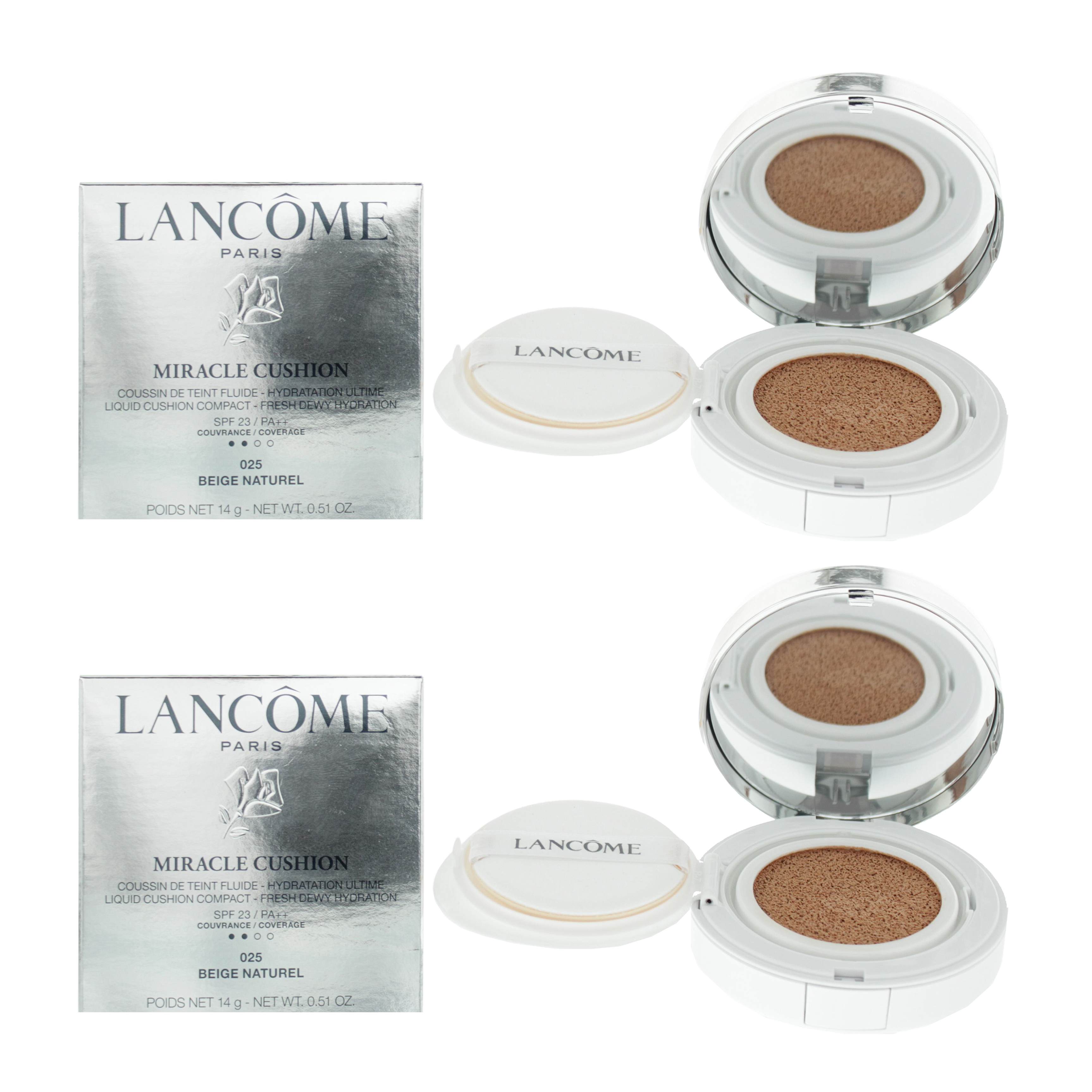 Lancome Womens Teint Miracle Cushion Compact #025 Beige Natural Foundation 14g x 2 - One Size