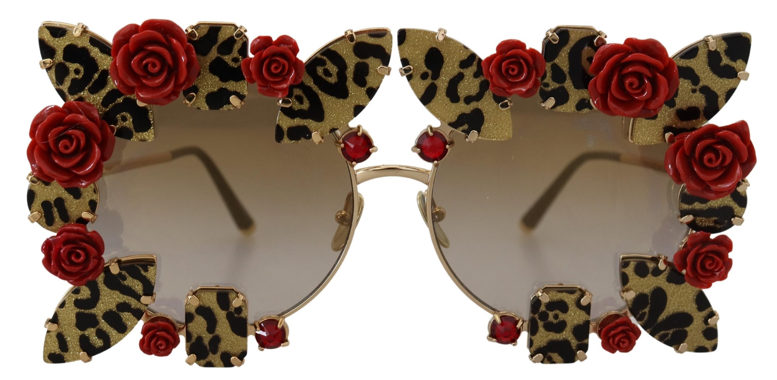 Dolce & Gabbana WoMens Gold Metal Frame Roses Embellished DG2207B Sunglasses - One Size