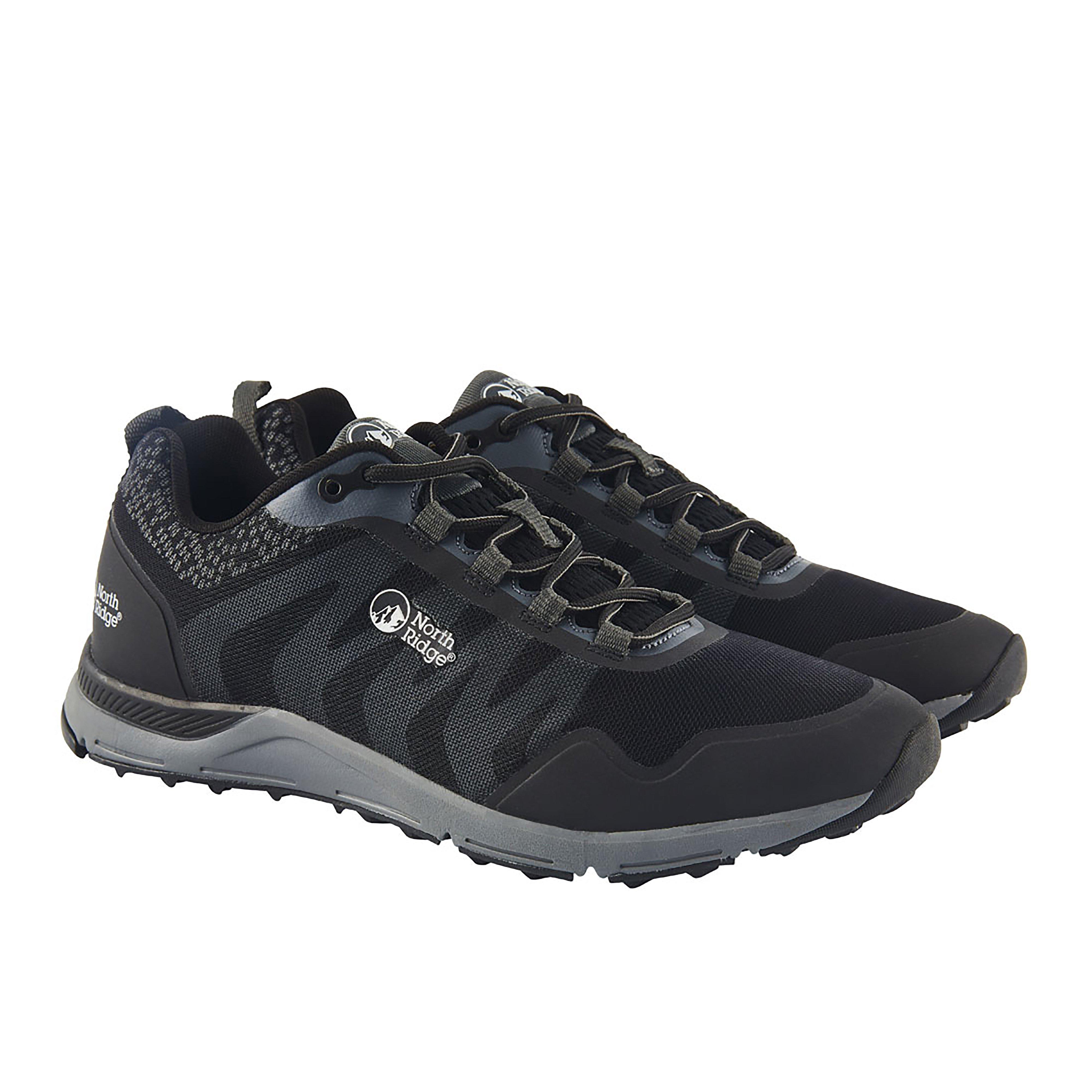 North Ridge Mens Ultra-Lightweight Breathable Pacer Trail Running Shoes - Black & Silver - Size UK 7