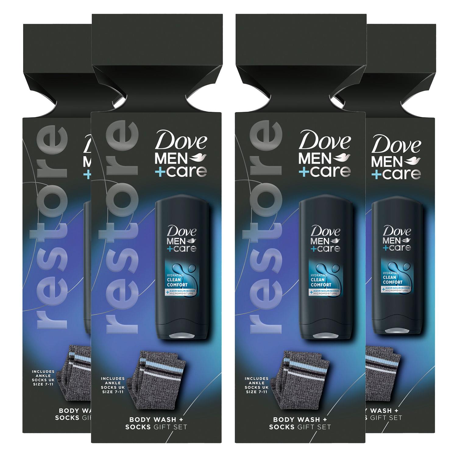 Dove Mens Clean Comfort Body wash Gift Set w/ Ankle Socks, 4pk - One Size