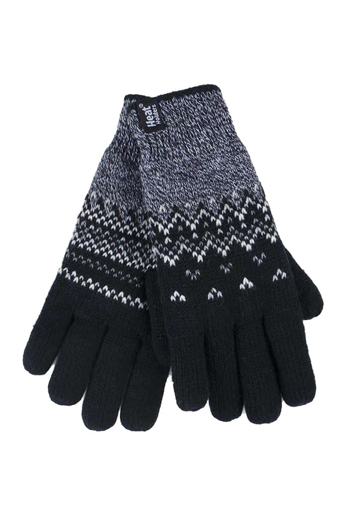 Heat Holders - Womens Nordic Fleece Lined Thermal Gloves - Black - Size Medium