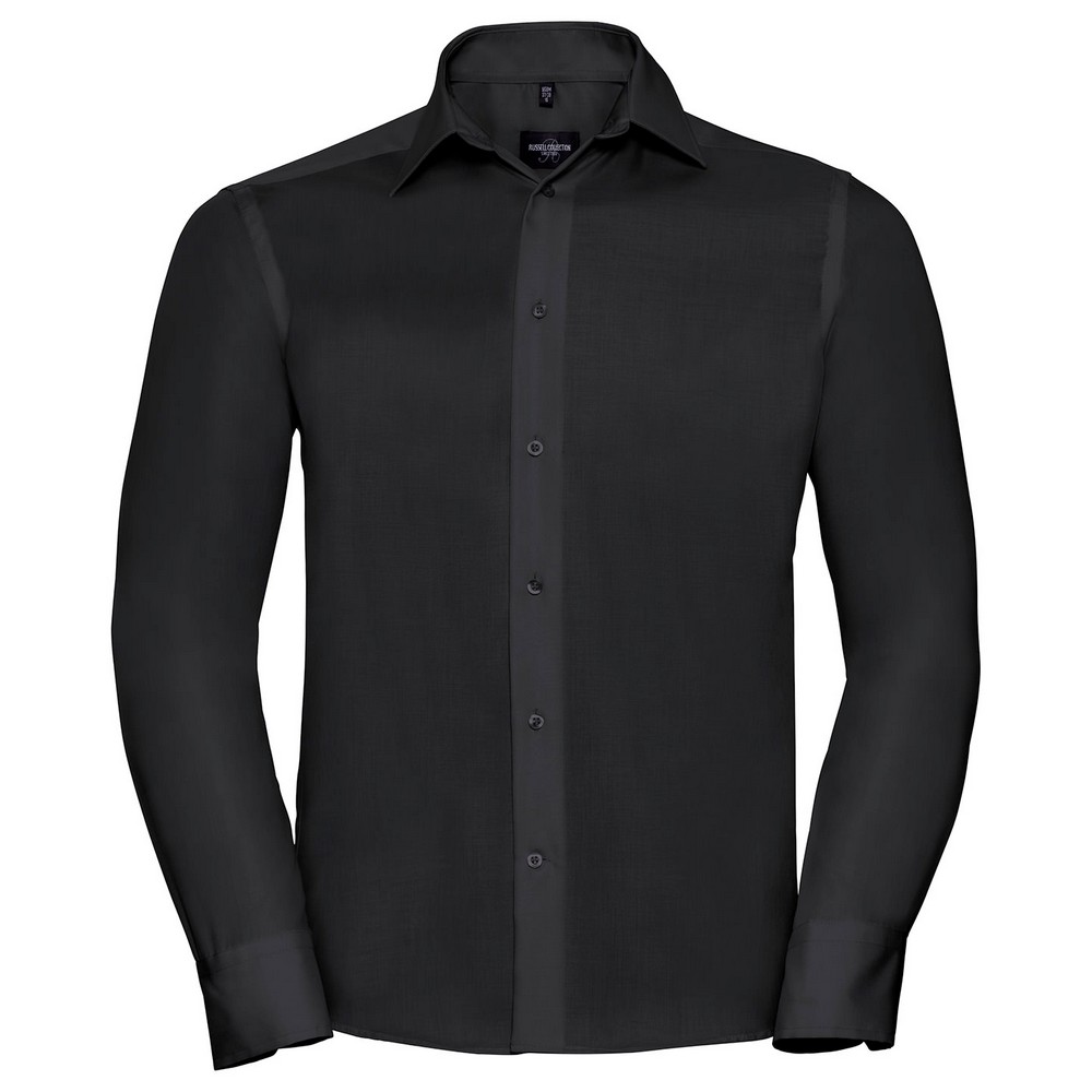 Russell Athletic Collection Mens Ultimate Tailored Long-Sleeved Shirt (Black) Cotton - Size 19 inch