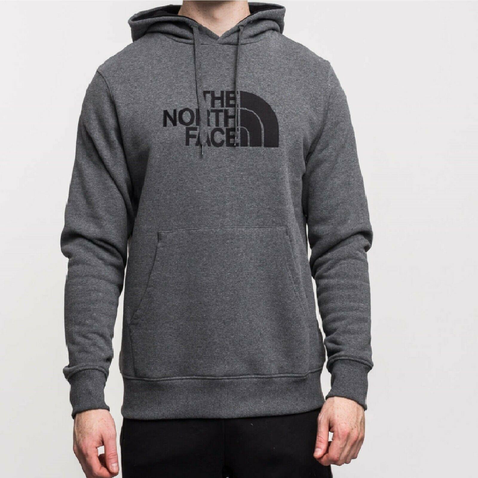 The North Face Mens Drew Peak Embroidery Overhead Hoodie Grey Cotton - Size Small