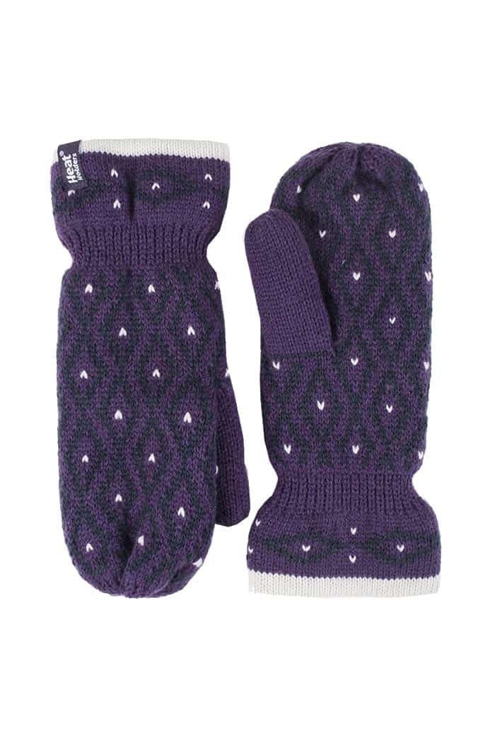 Heat Holders Womens - Ladies Fleece Lined Insulated Winter Thermal Mittens - Purple - One Size