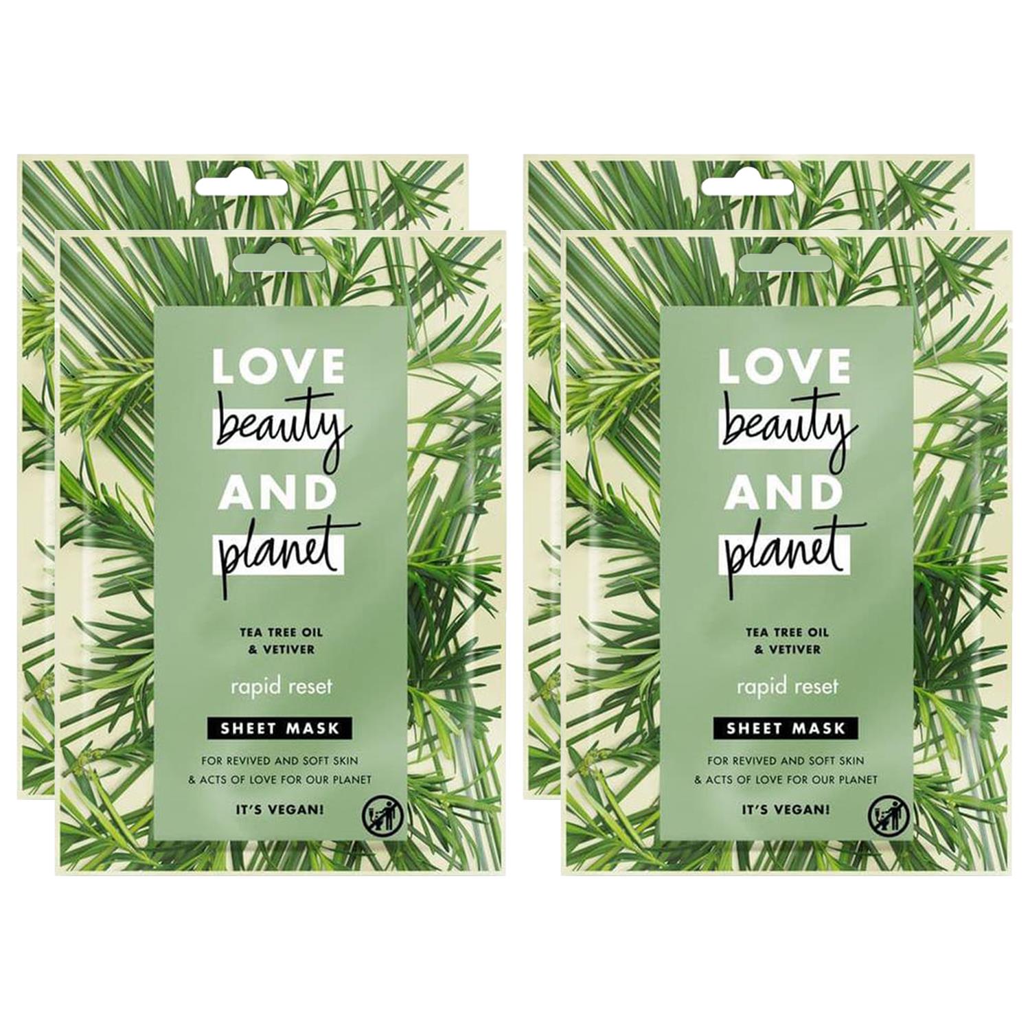 Love Beauty & Planet Womens Rapid Reset Sheet Mask for Revived and Soft Skin, 4pk - NA - One Size