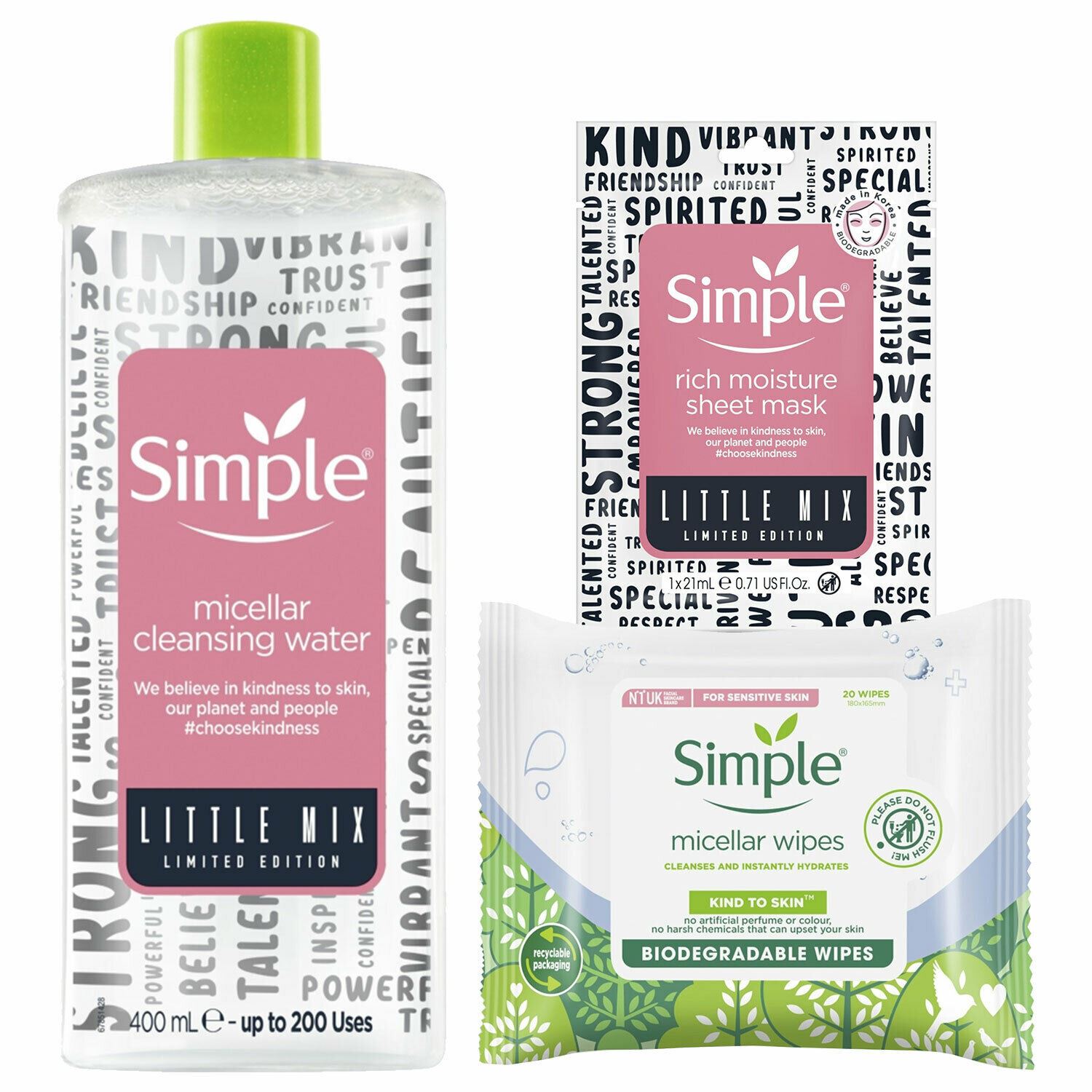 Simple Womens Bundle of Micellar Water, Sheet Mask & Wipes - NA - One Size