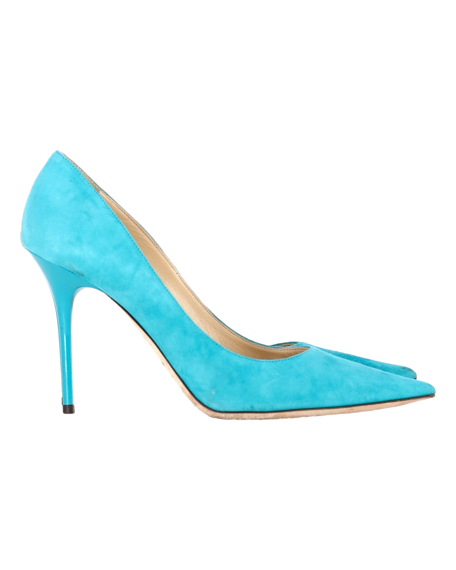 Jimmy Choo Pre-Owned Womens Pointed-Toe Pumps In Blue Suede - Size Eu 38