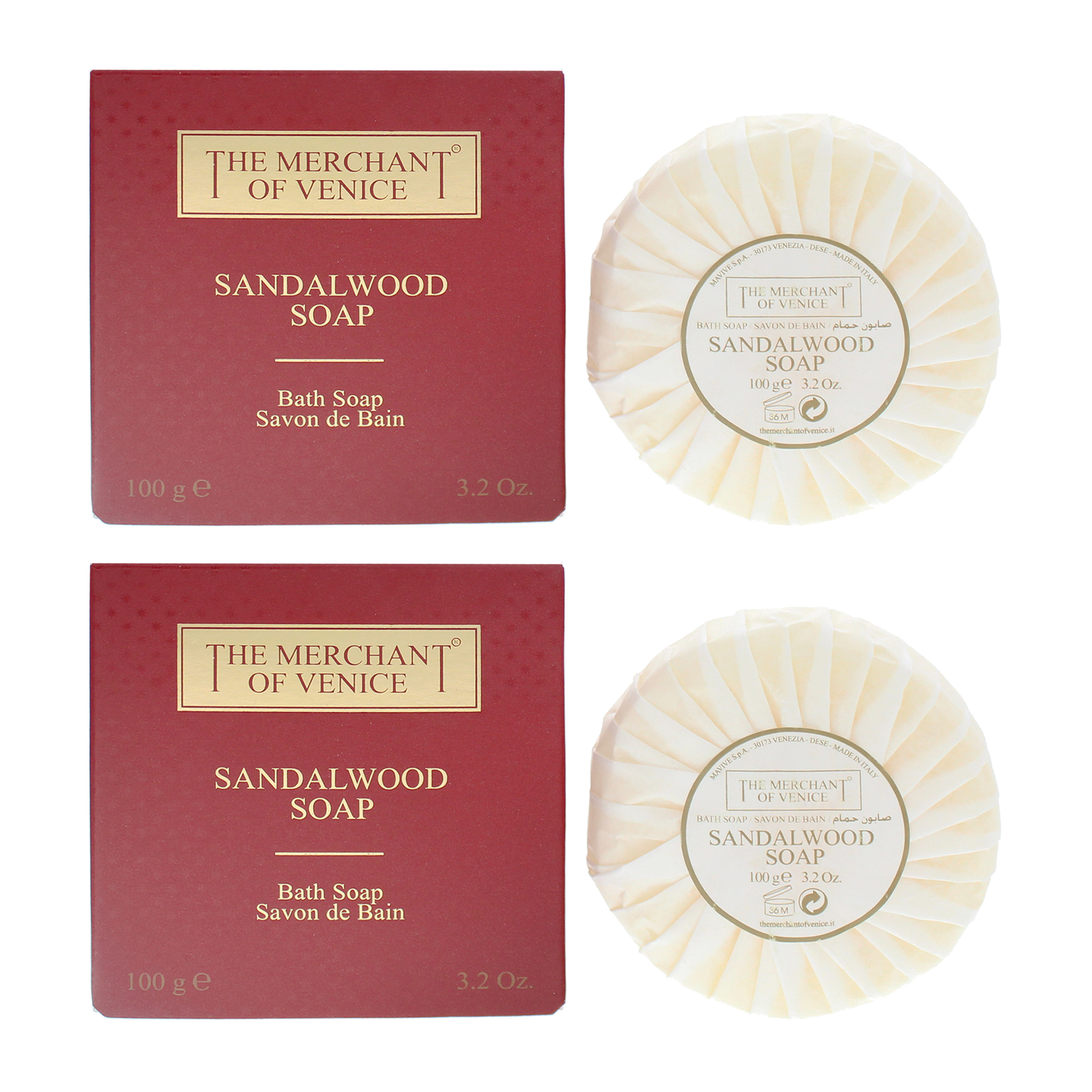 The Merchant of Venice Unisex Sandalwood Bath Soap 100g x 2 - One Size