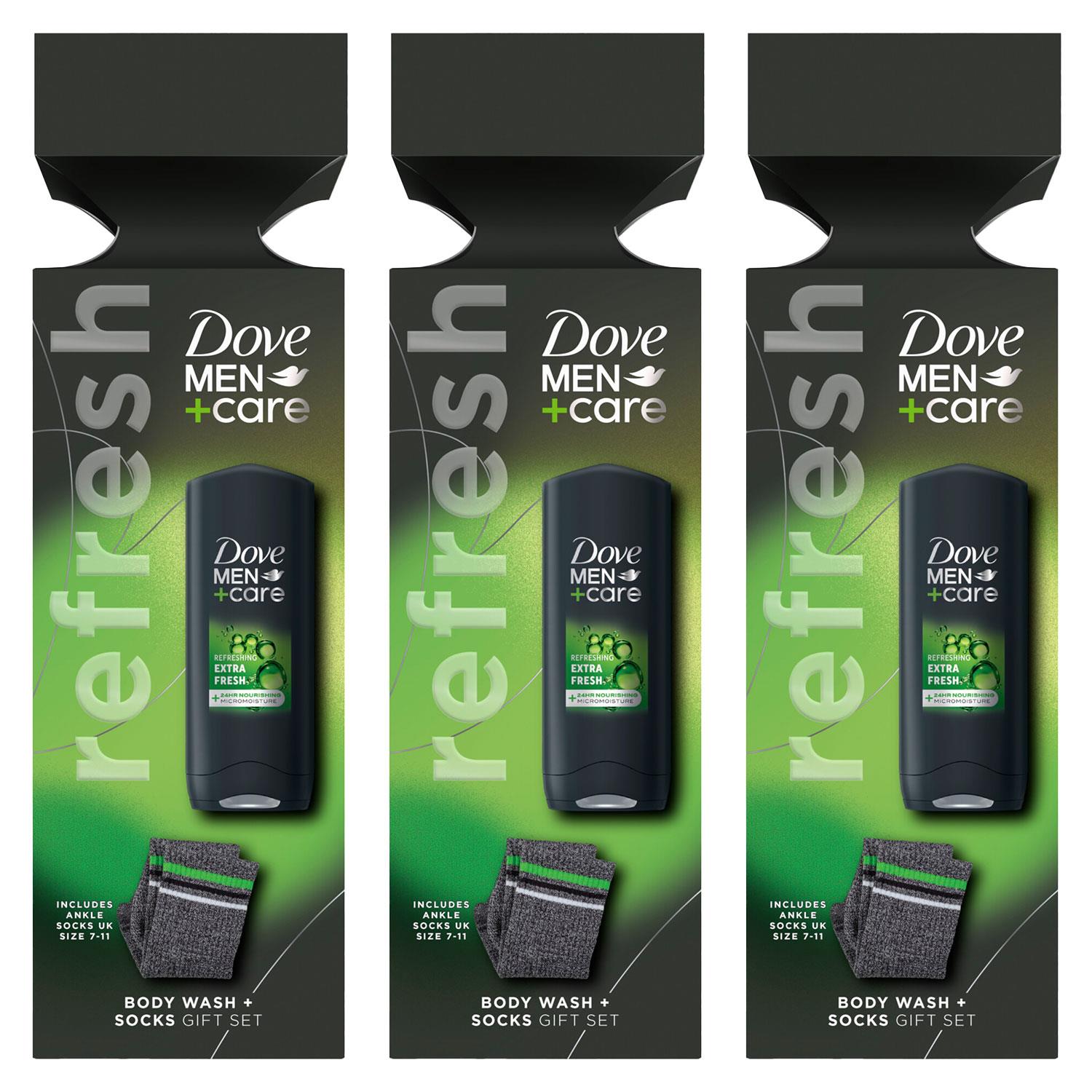 Dove Mens Body Wash Gift Set for Him w/ Ankle Socks, 3 Pack - One Size