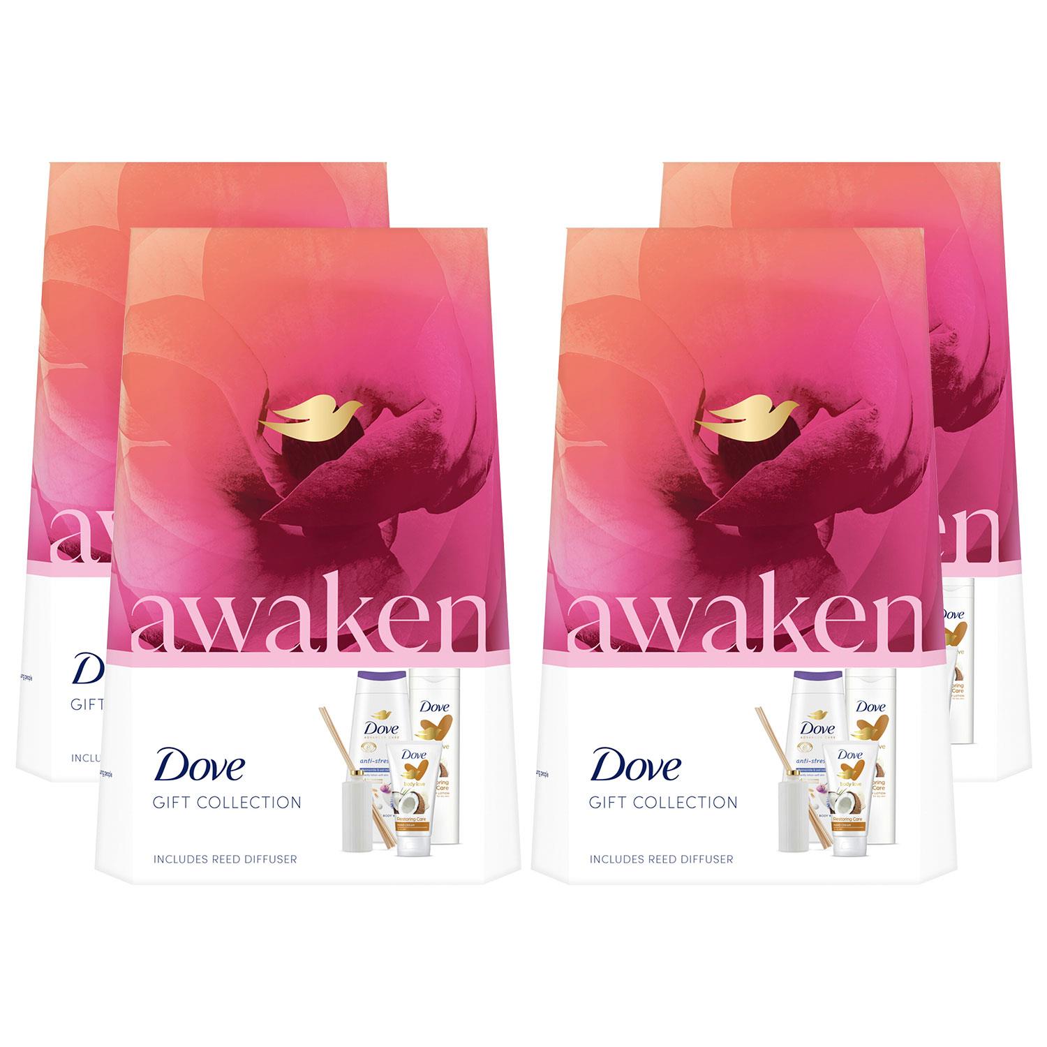 Dove Womens Awaken 3 Pcs GiftSet for Her with Reed Diffuser, 4 Pack - One Size