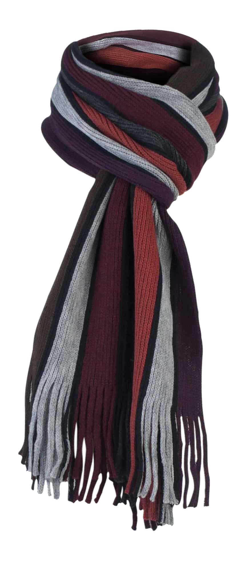 Giovanni Cassini Mens Italian Inspired Warm Knitted Striped Winter Scarf One Size - Orange - One Size