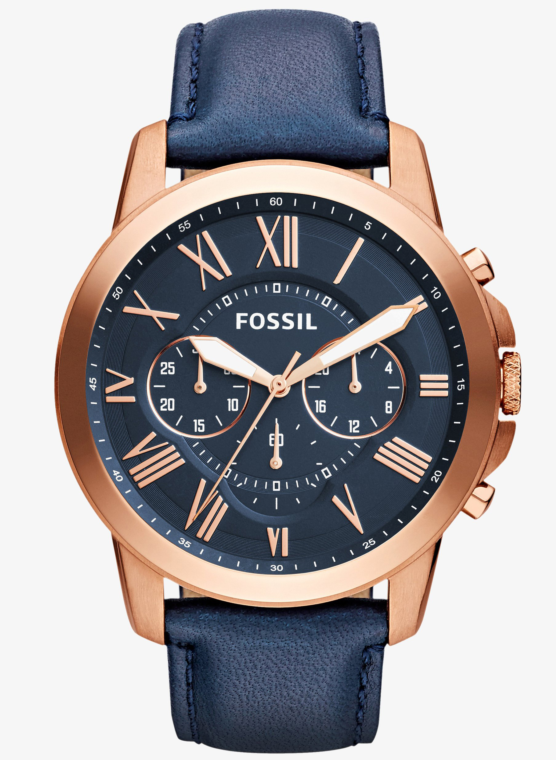 Fossil Grant Mens Blue Watch FS4835 Leather - One Size