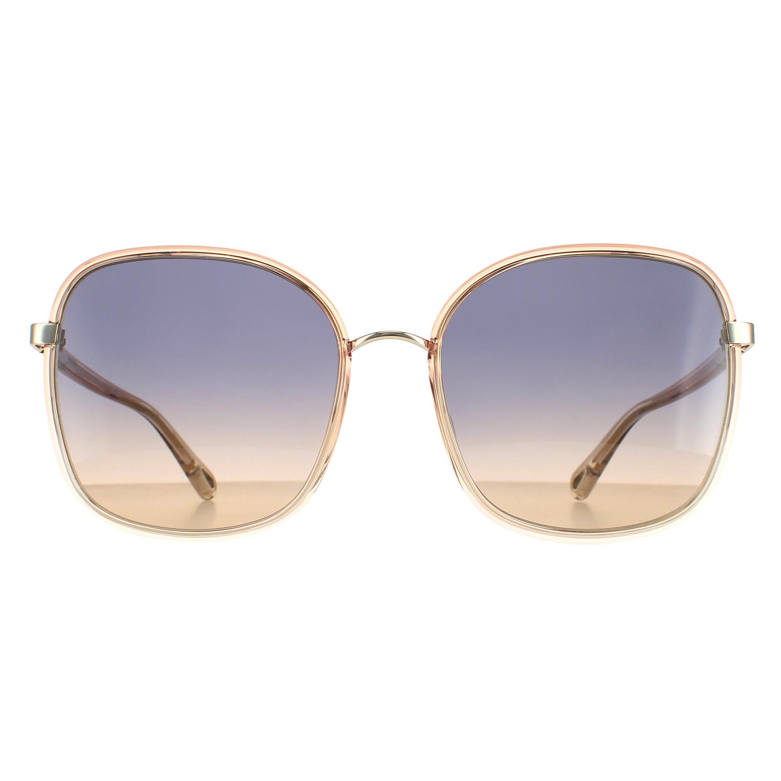 Chloé Chloe Square Womens Orange Crystal Fade and Gold Blue to Brown Gradient CH0031S Franky - One Size