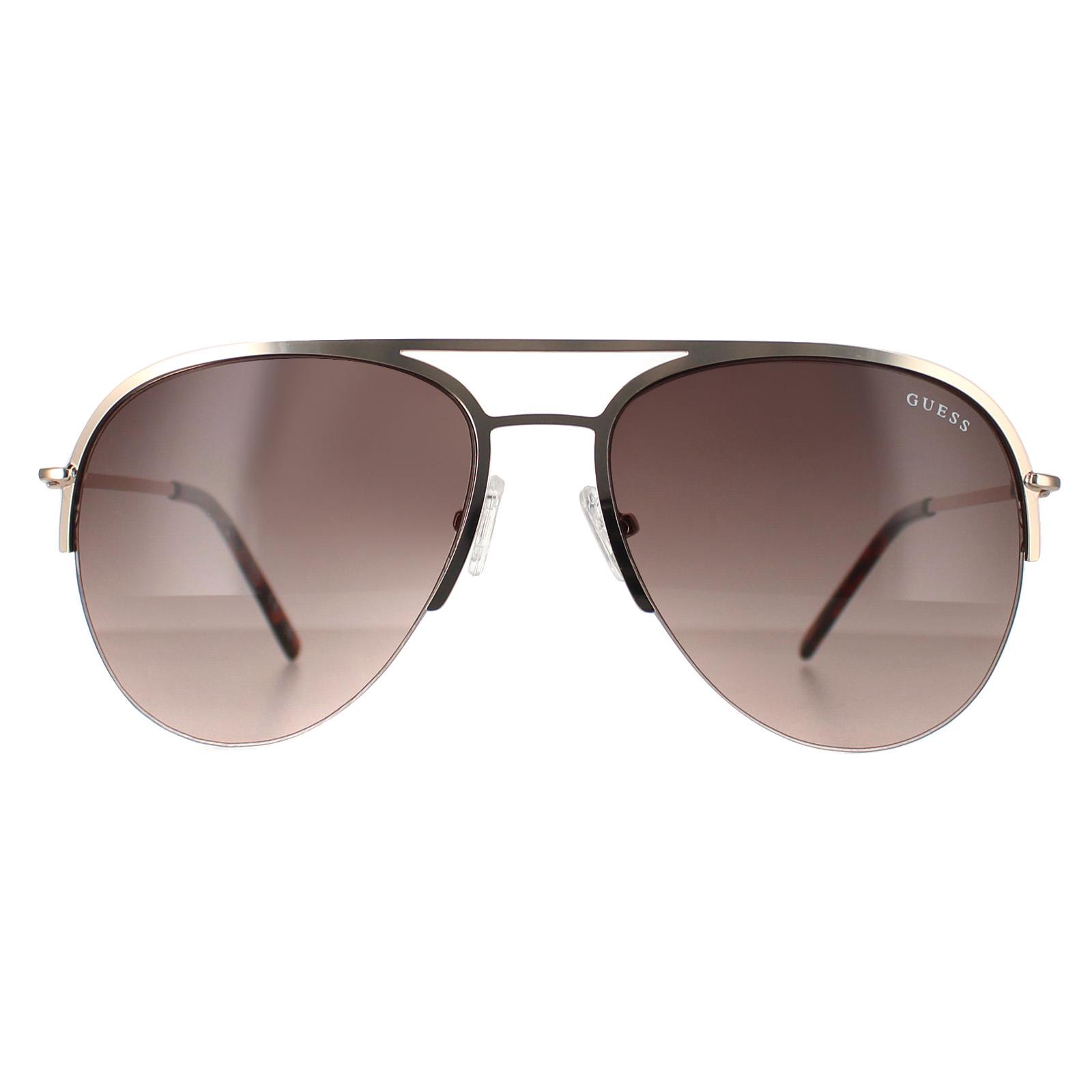 Guess Aviator Mens Gold Brown Gradient GF0224 Metal - One Size