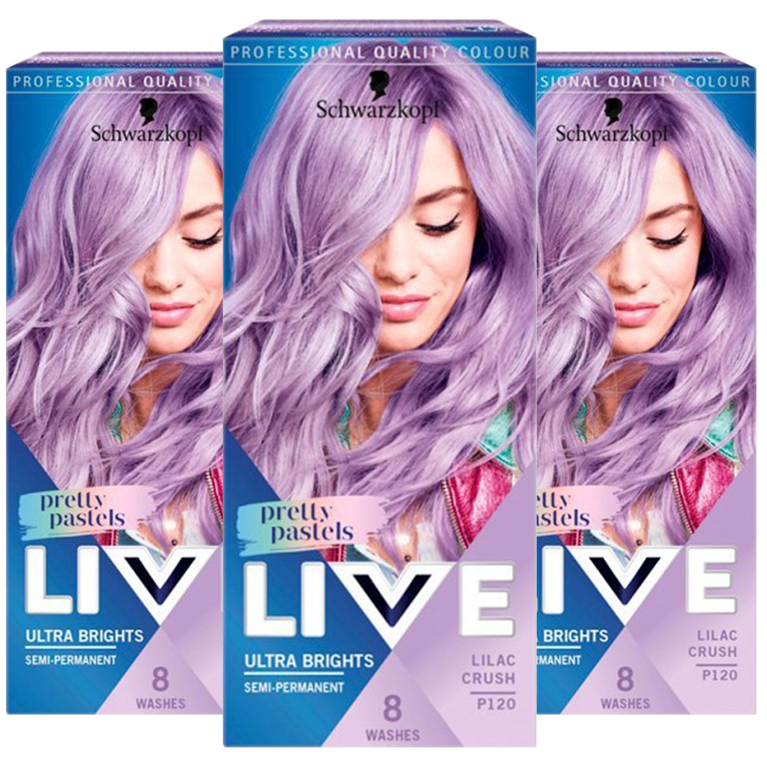 Schwarzkopf Womens 3x Live Ultra Brights Semi-Permanent Hair Dye, P120 Lilac Crush - Cream - One Size