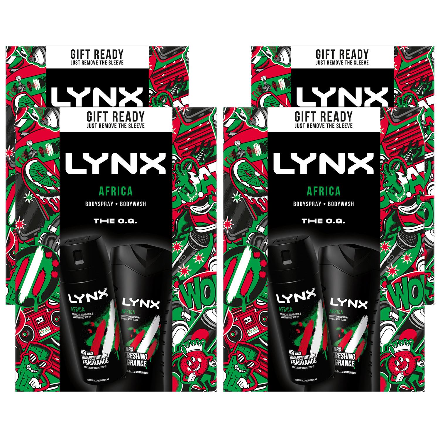 Lynx Mens Africa Body wash & Spray Gift Set for Him, 4pack - One Size