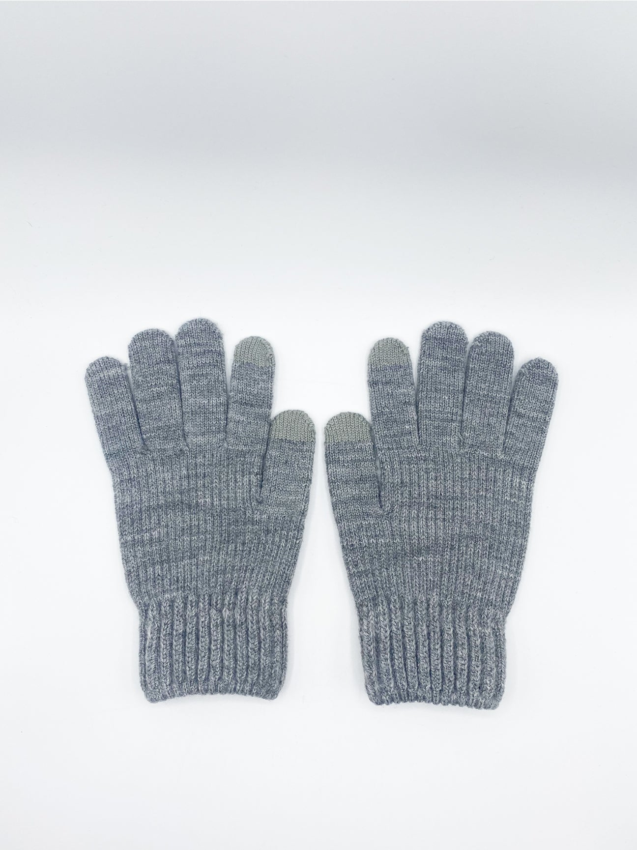 SVNX Mens Ribbed Knitted Gloves - Grey - One Size