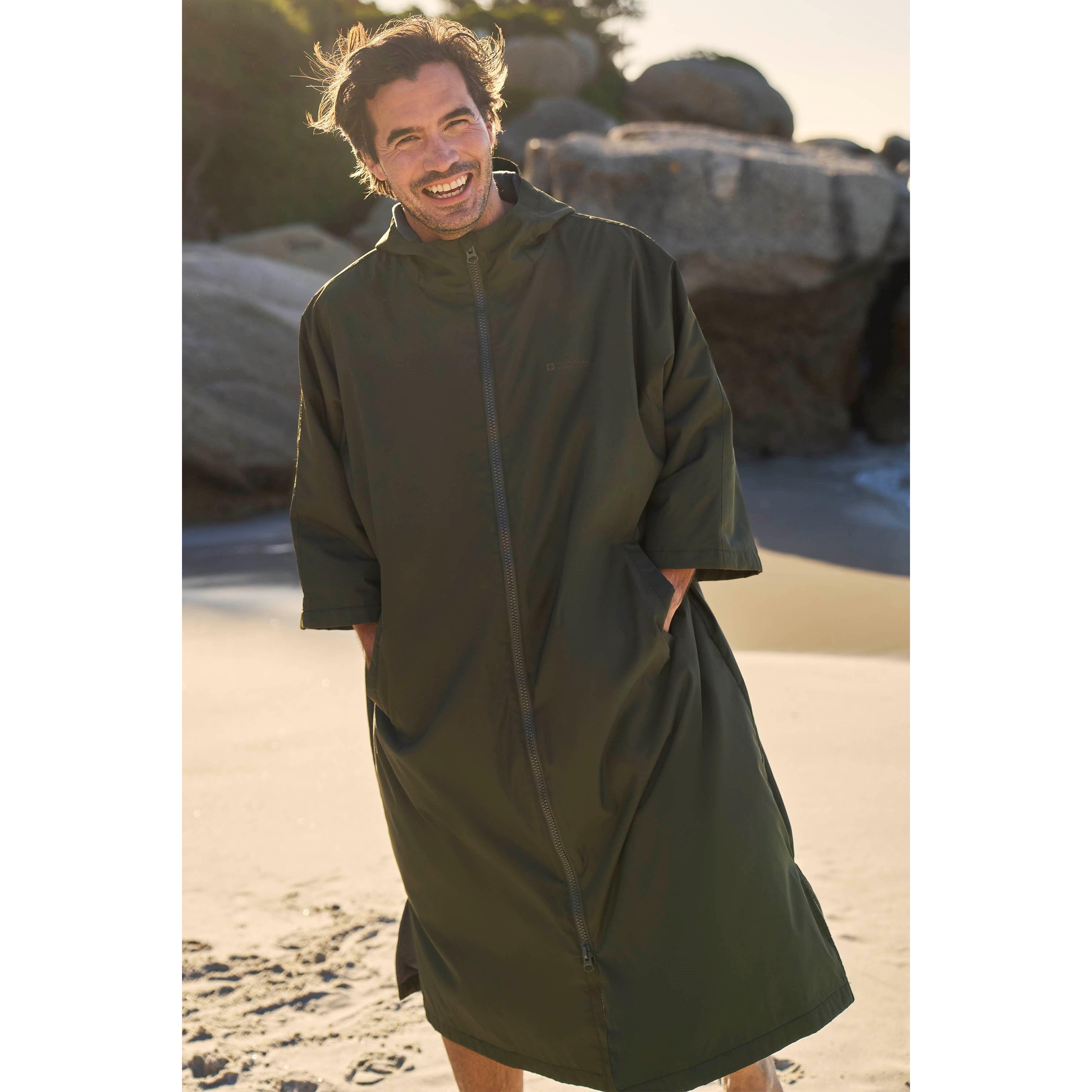 Mountain Warehouse Mens Coastline Water Resistant Changing Robe (Khaki Green) - Size X-Small