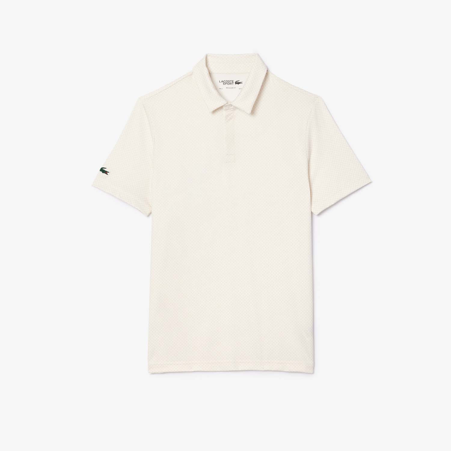 Lacoste Mens Regular-Fit UV Proect Golf Polo Shirt in Cream - Size Small