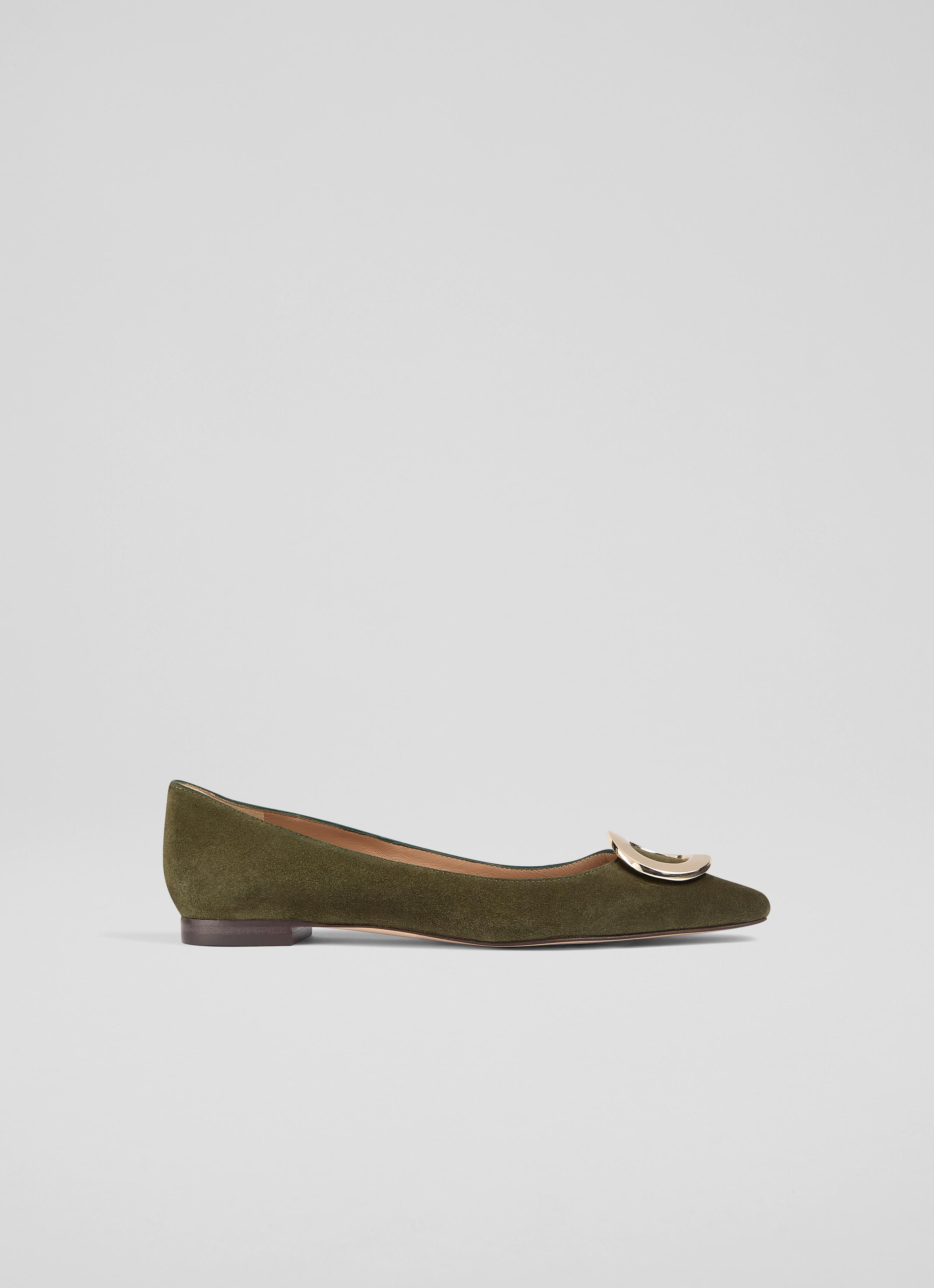 LK Bennett Womens Lisette Flats, Khaki - Green - Size UK 4