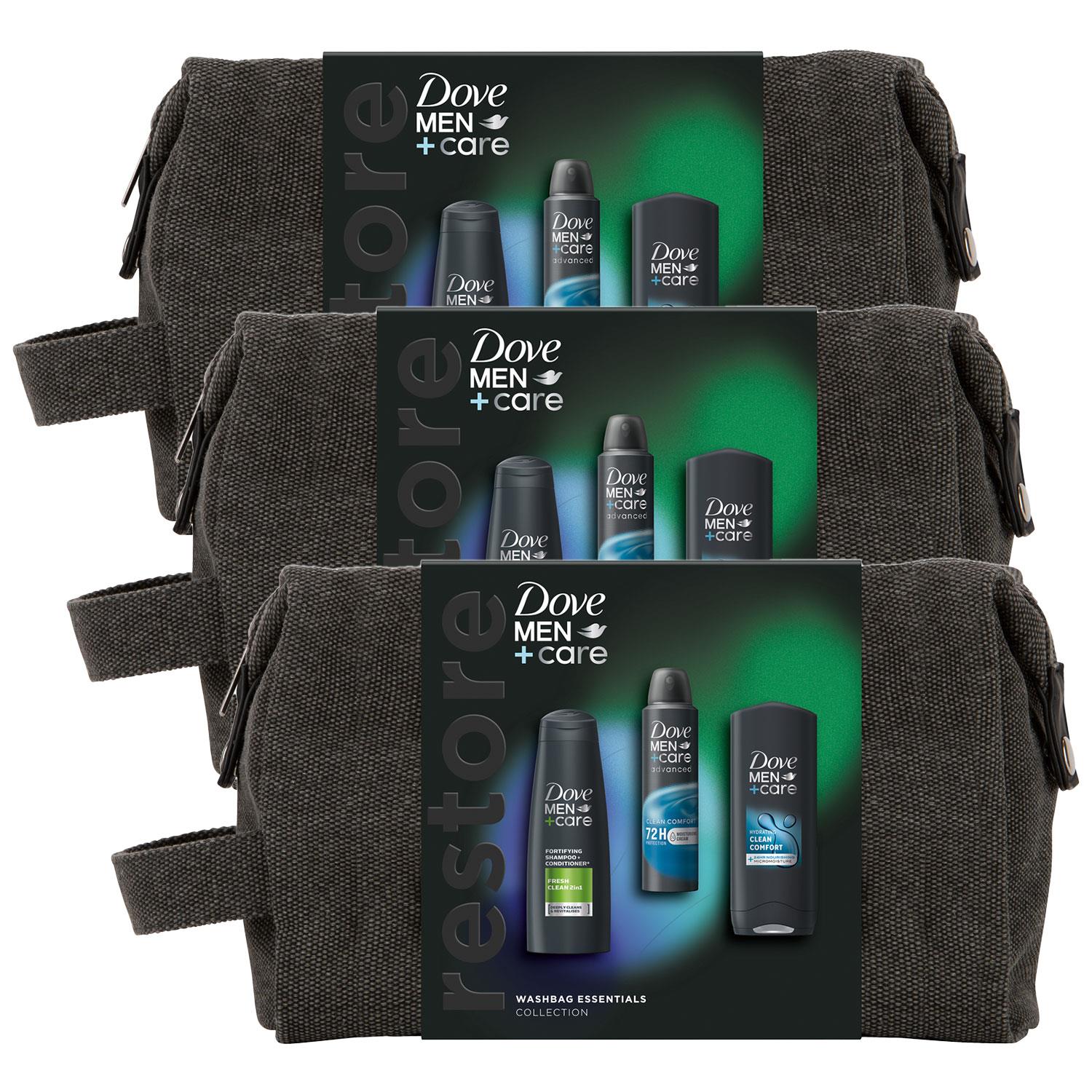 Dove Mens M+C Restore Essentials Washbag Gift Set for Him, 3pk - One Size