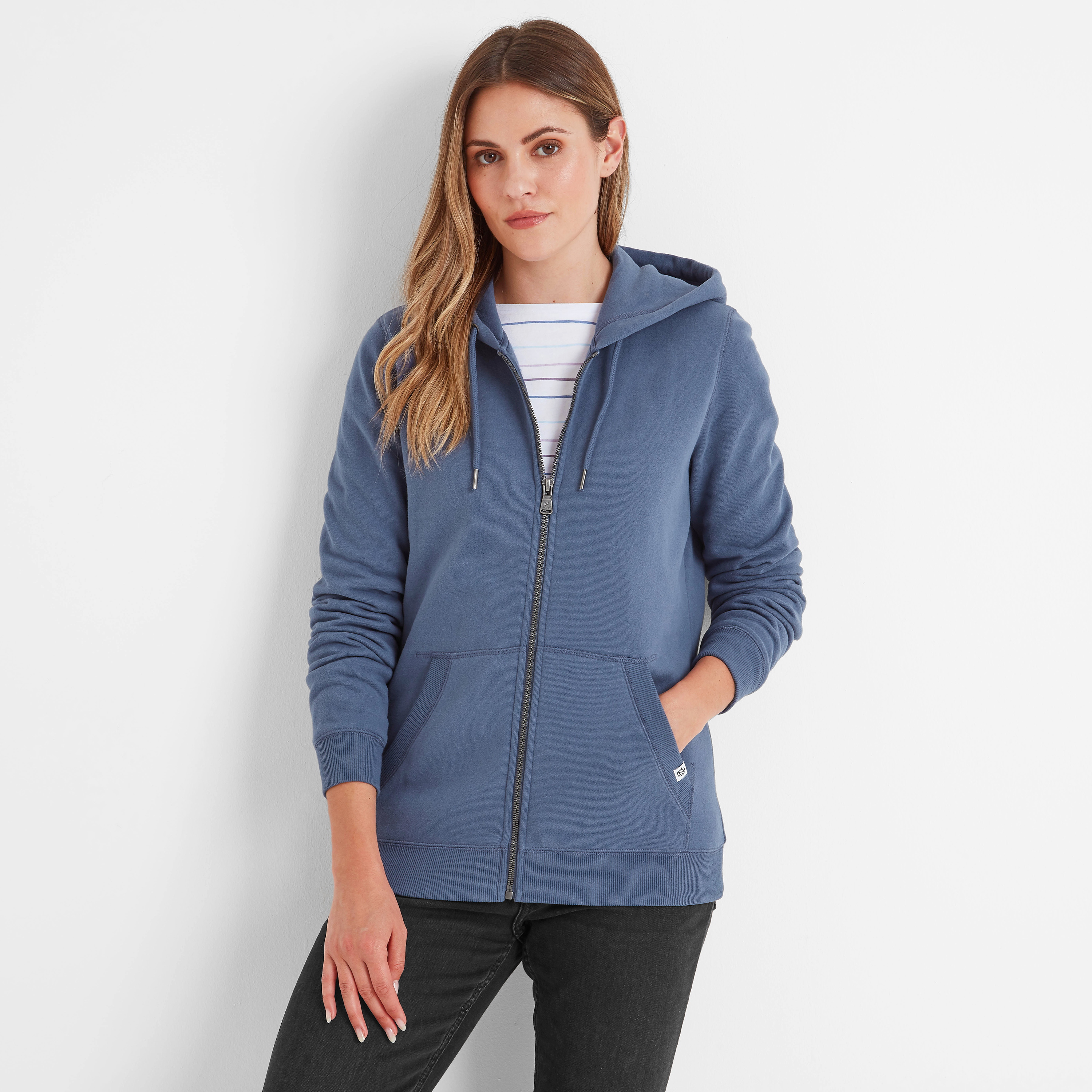 TOG24 Mia Womens Zip Hoody Blue Stone Cotton - Size 16 UK