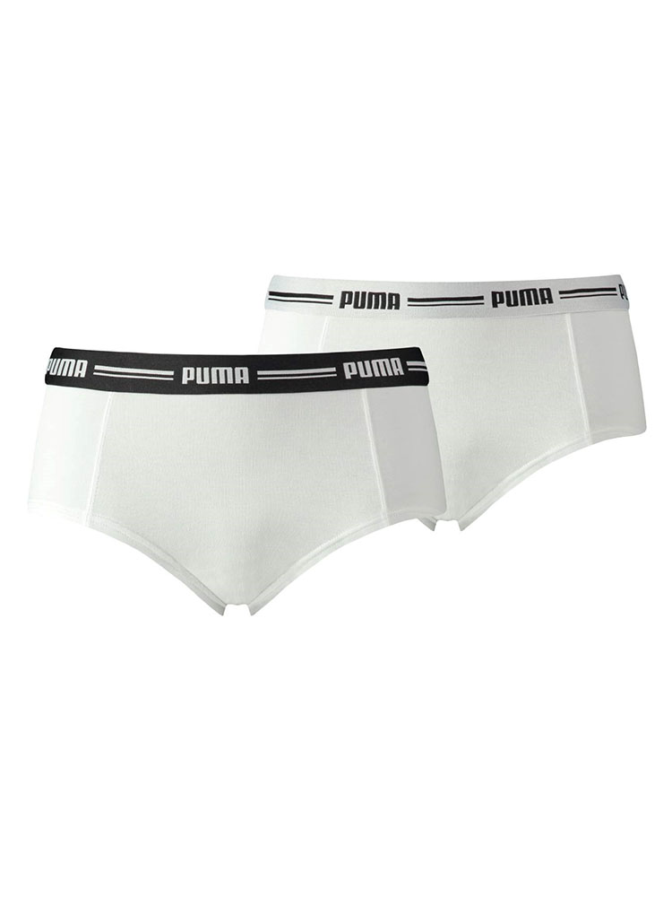 Puma Womens Mini Short Brief 2 Pack - White - Size Large