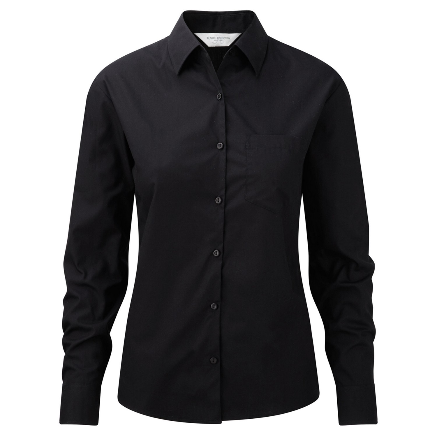 Russell Athletic Collection Womens/Ladies Cotton Poplin Easy-Care Long-Sleeved Formal Shirt (Black) - Size 4XL