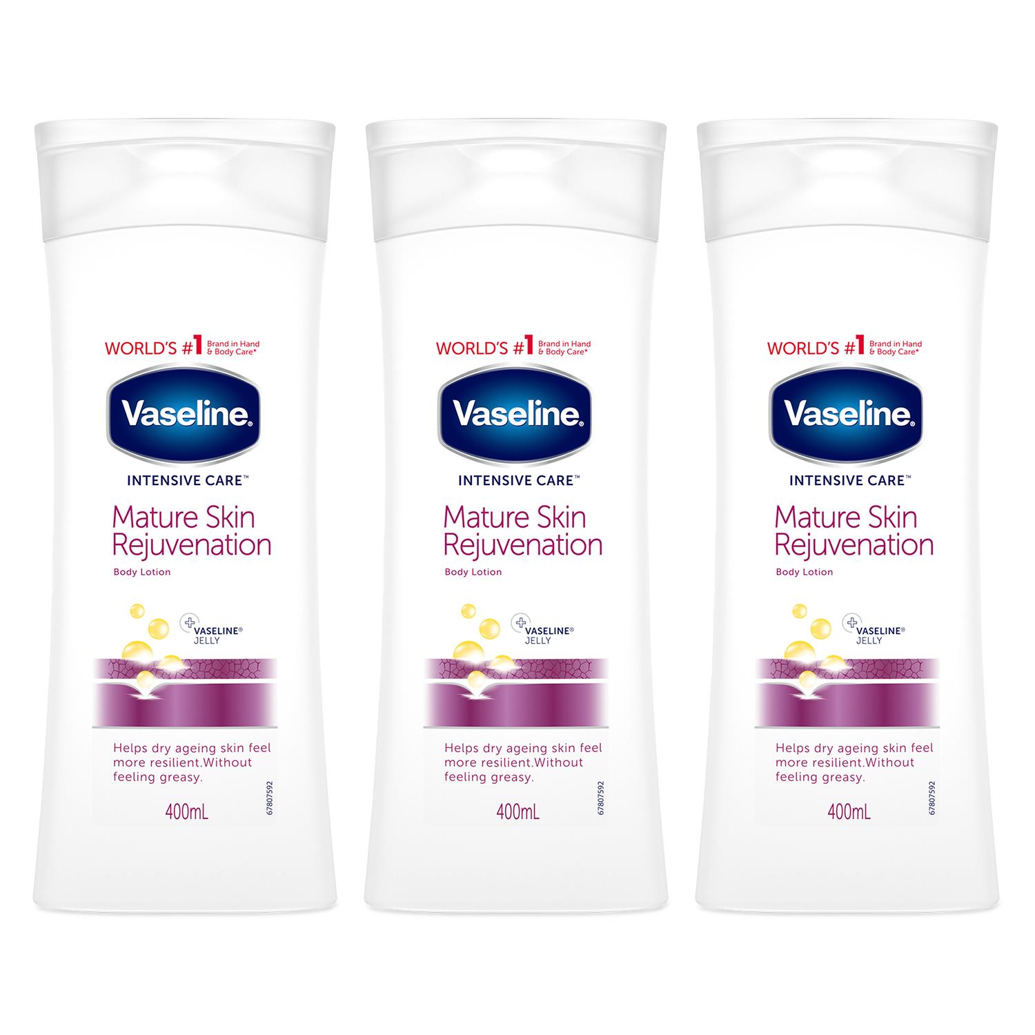 Vaseline Unisex Intensive Care Body Lotion Mature Skin 400ml, 3 Pack - Cream - One Size