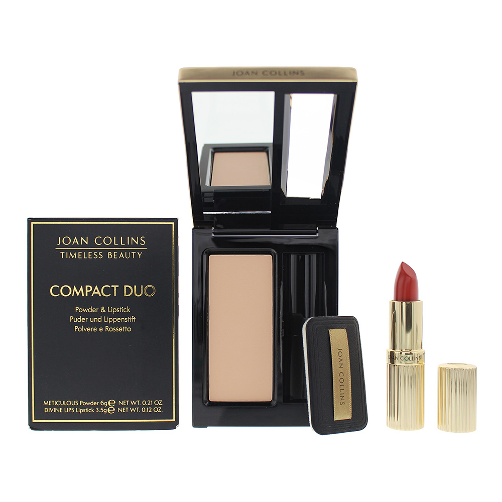 Joan Collins Womens Compact Duo Powder 6g - Crystal Cream Lipstick 3.5g - One Size