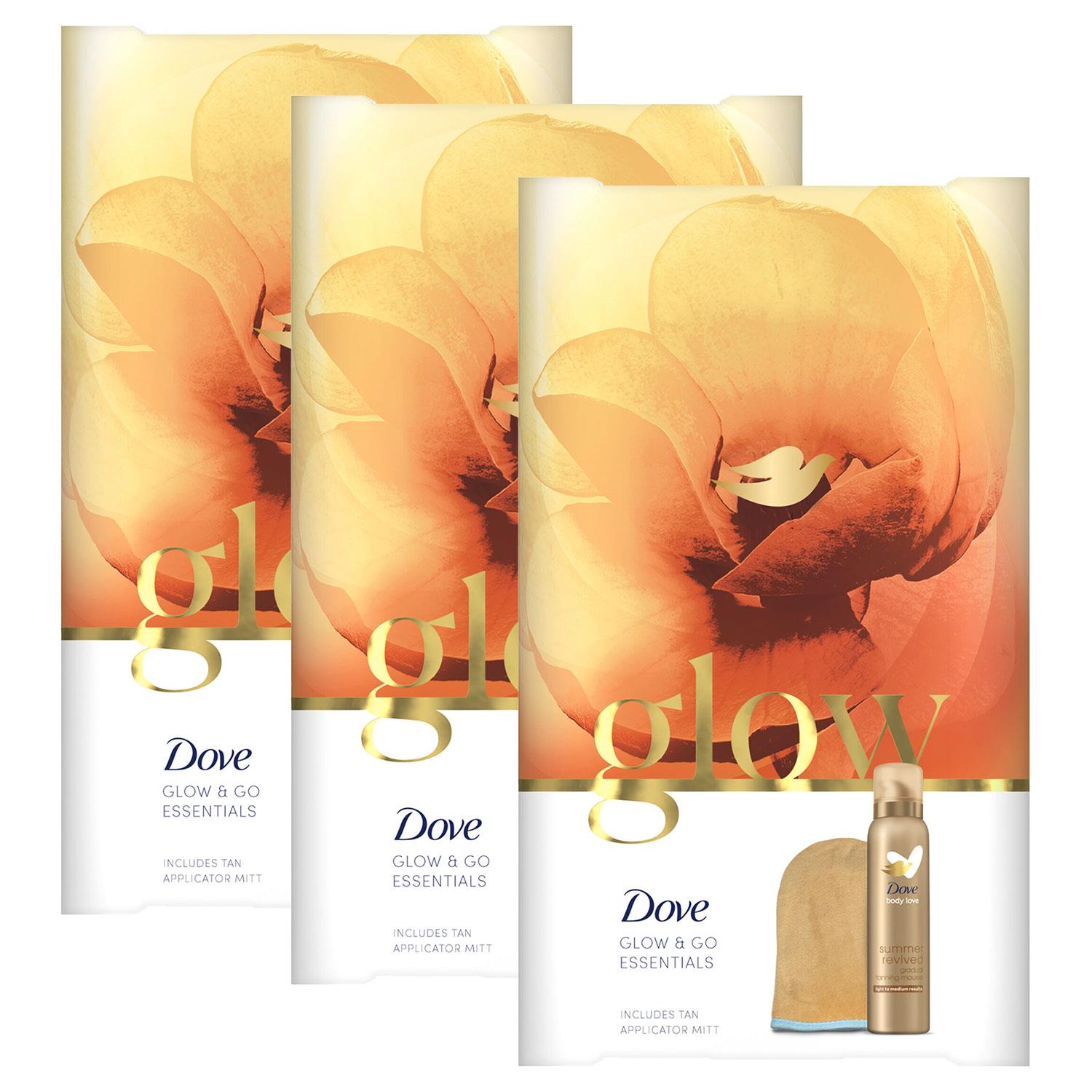 Dove Womens Glow&Go Self Tan Mousse Gift Set w/Applicator Mitt,3pk - One Size