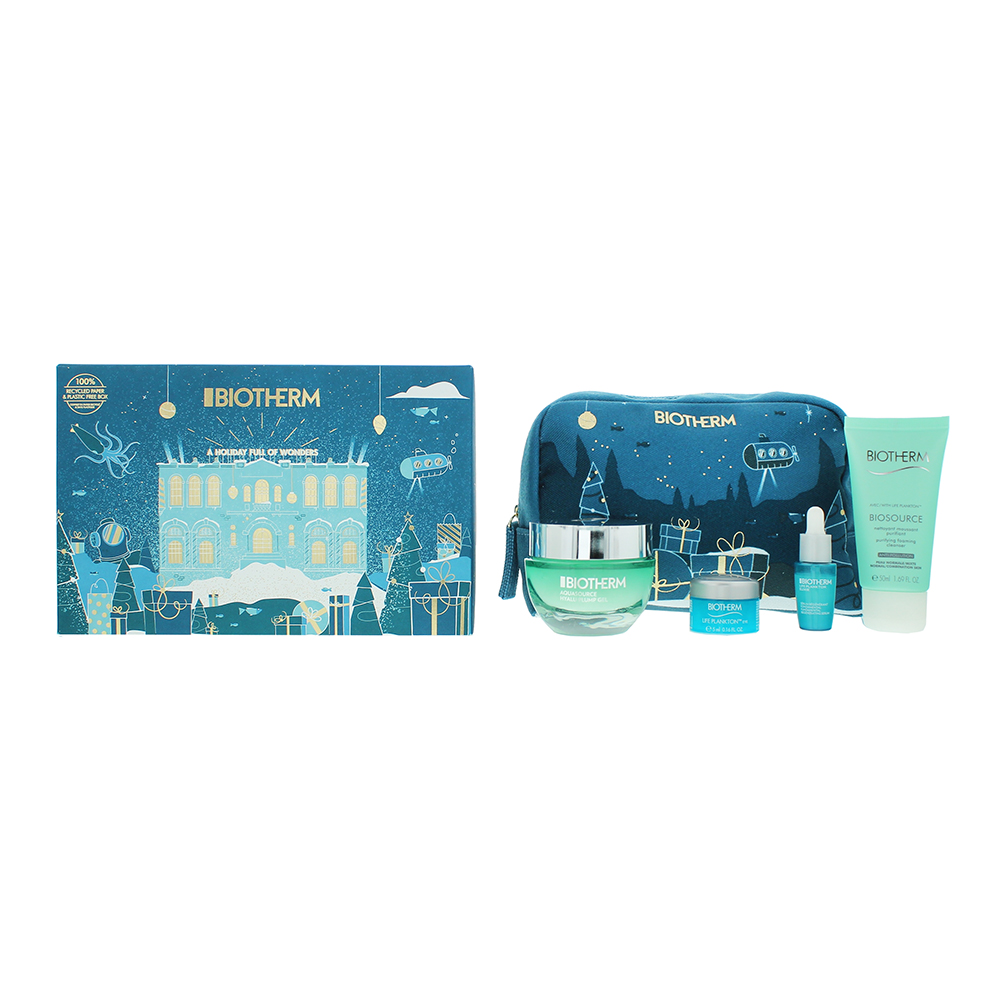 Biotherm Womens Aquasource Gift Set - Hyalu Plump Gel 50ml, Plankton Elixir Serum 7ml, Eye Cream 5ml + Purifying Foaming Cleanser - One Size