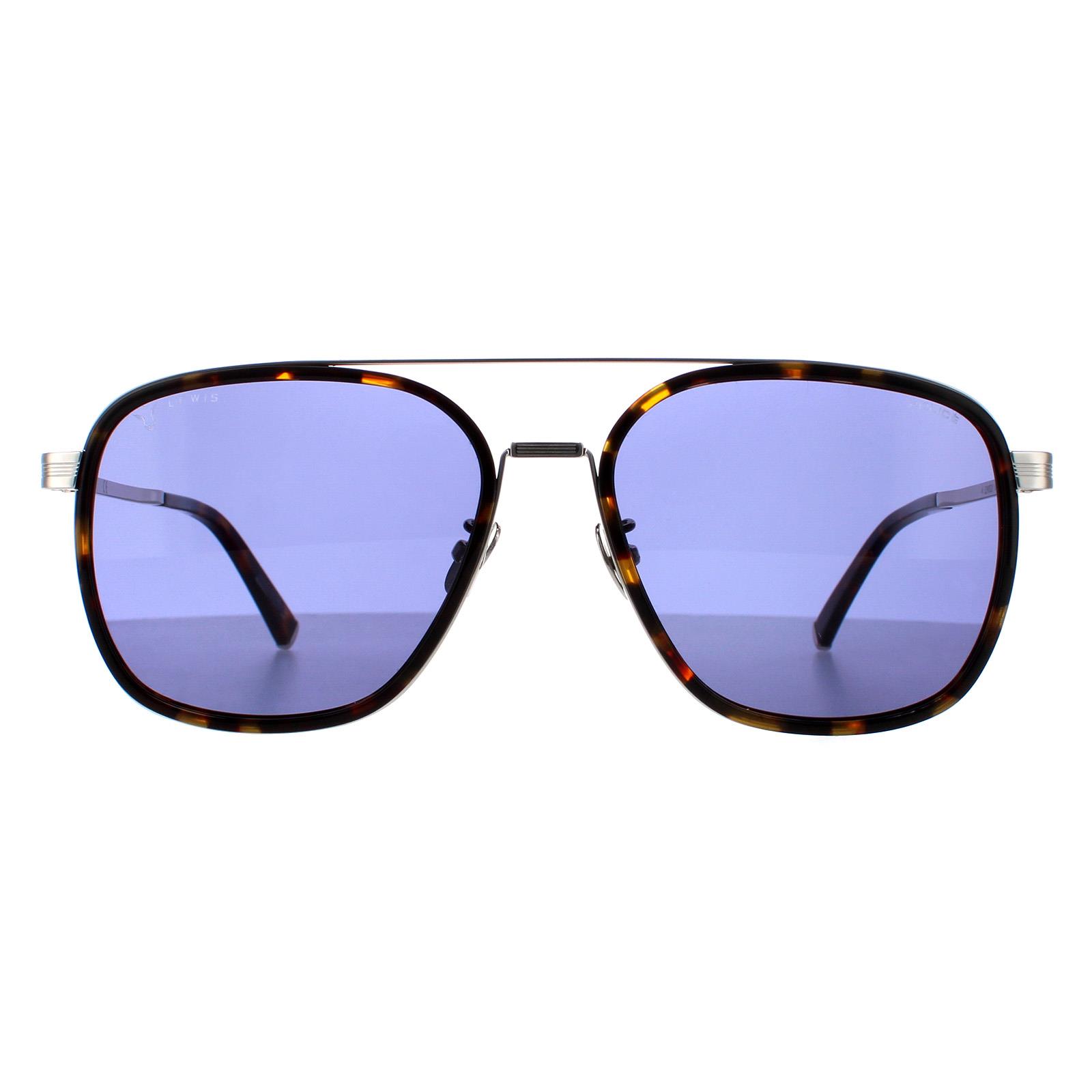 Police Aviator Womens Dark Havana Blue SPLC49 Lewis 21 - Brown Metal - One Size