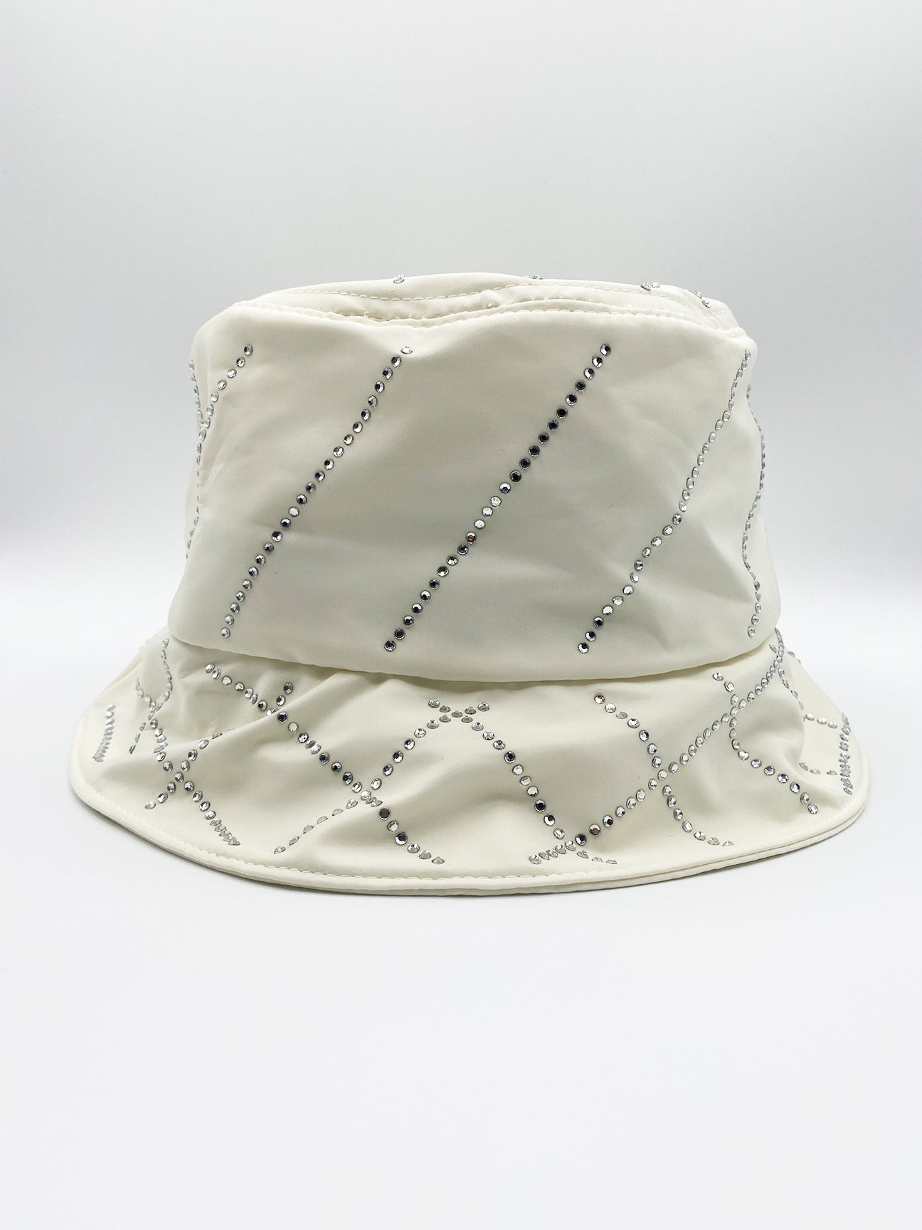 SVNX Womens Bucket Hat With Rhinestone Trim - Cream - Secret Sales