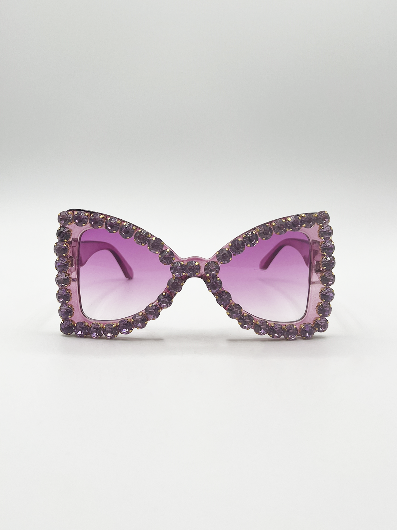 SVNX Womens Oversized Triangular Crystal Gem Sunglasses in Purple - One Size