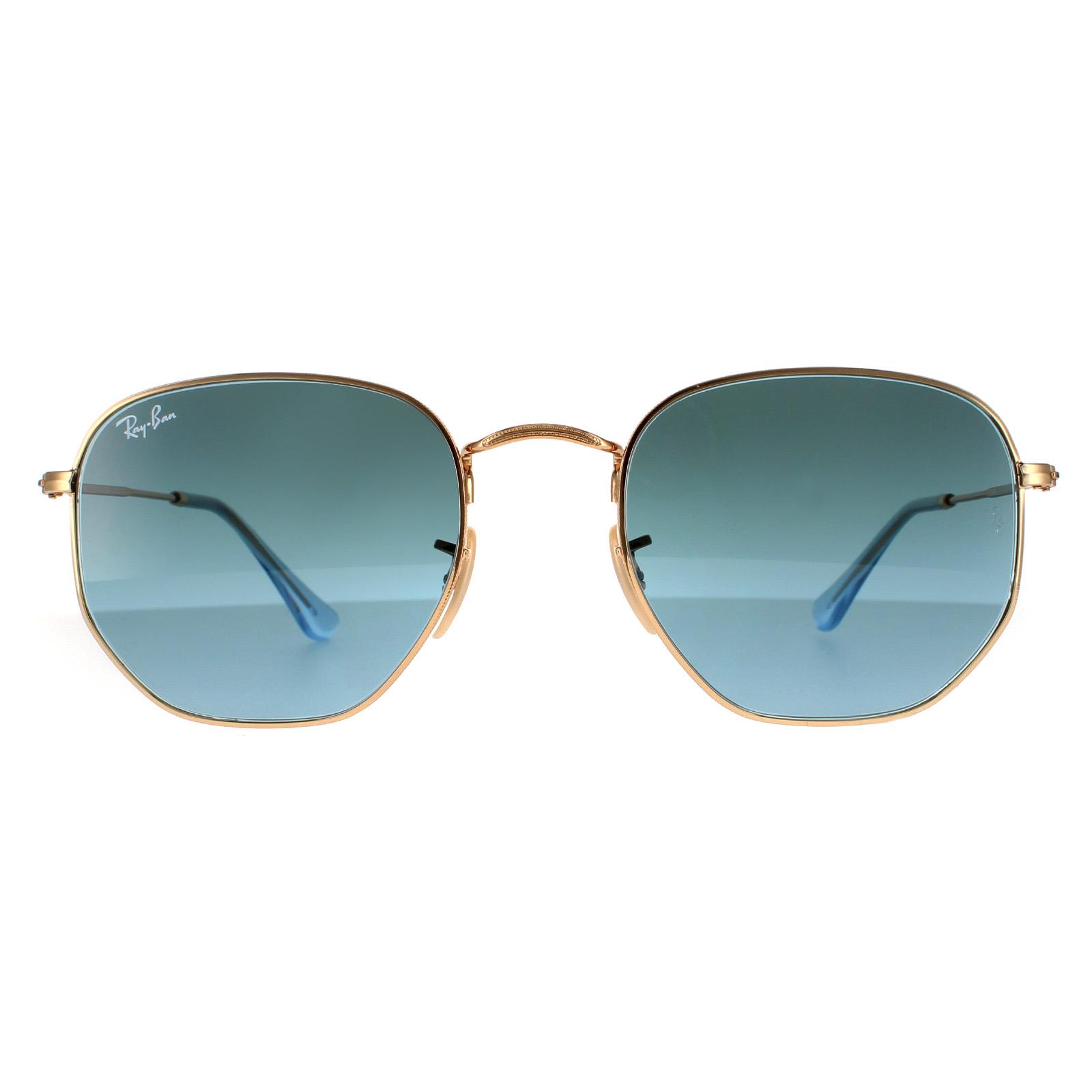 Ray-Ban Square Unisex Gold Blue Grey Gradient Sunglasses Metal - One Size