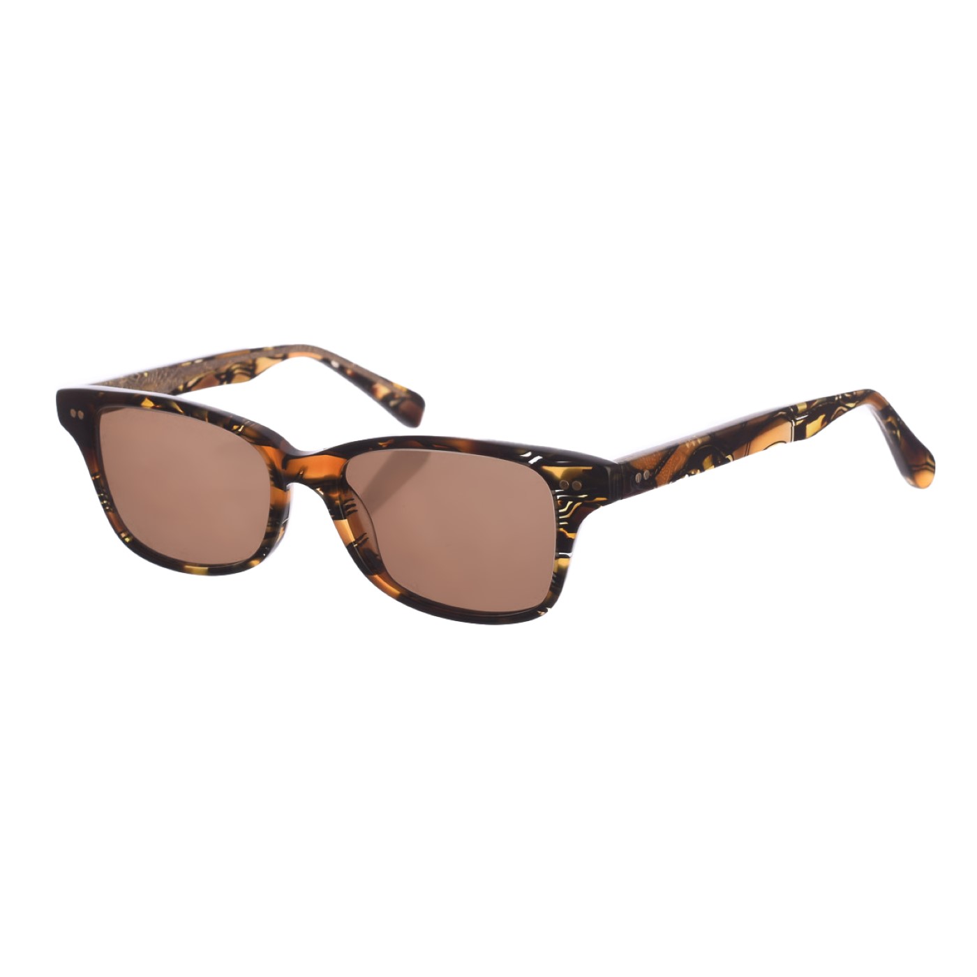 Zen Z449 Unisex Square Shape Acetate Sunglasses - Brown - One Size