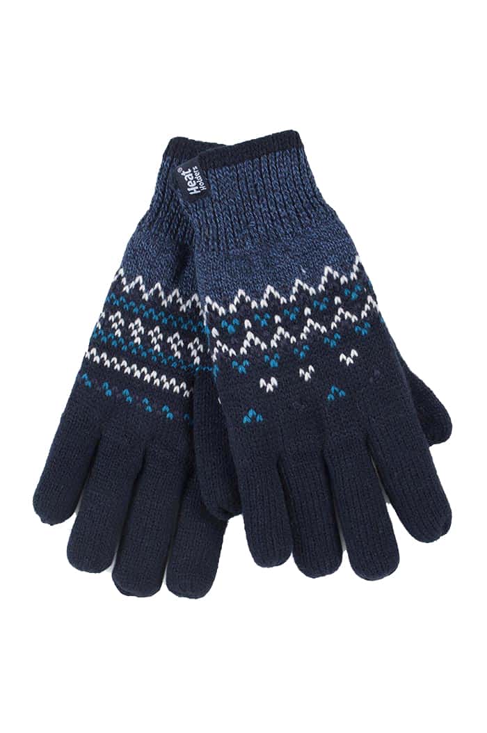 Heat Holders - Womens Nordic Fleece Lined Thermal Gloves - Navy - Size Medium