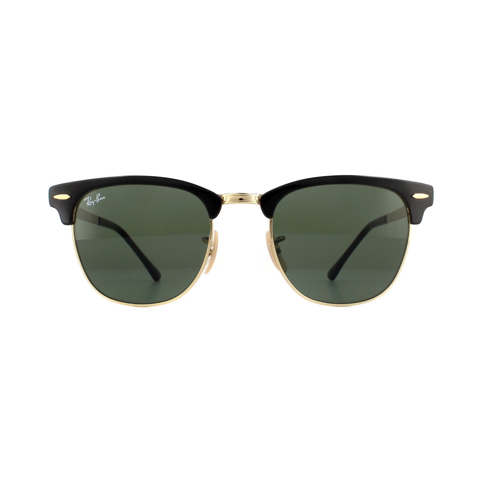 Ray-Ban Unisex Sunglasses Clubmaster Metal RB3716 187 Gold Top On Black Green - One Size