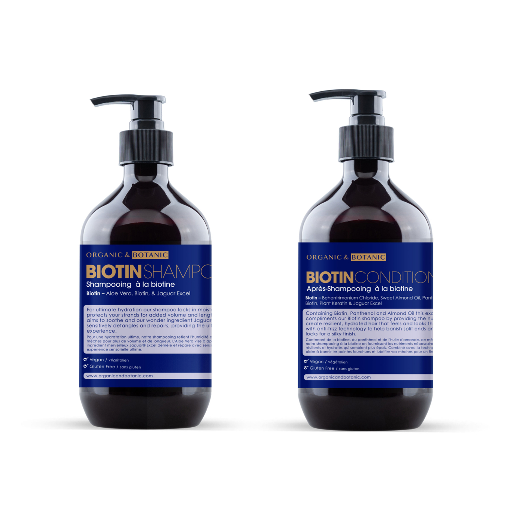 Organic & Botanic Biotin Shampoo & Conditioner Set (500ml & 500ml) - NA - One Size