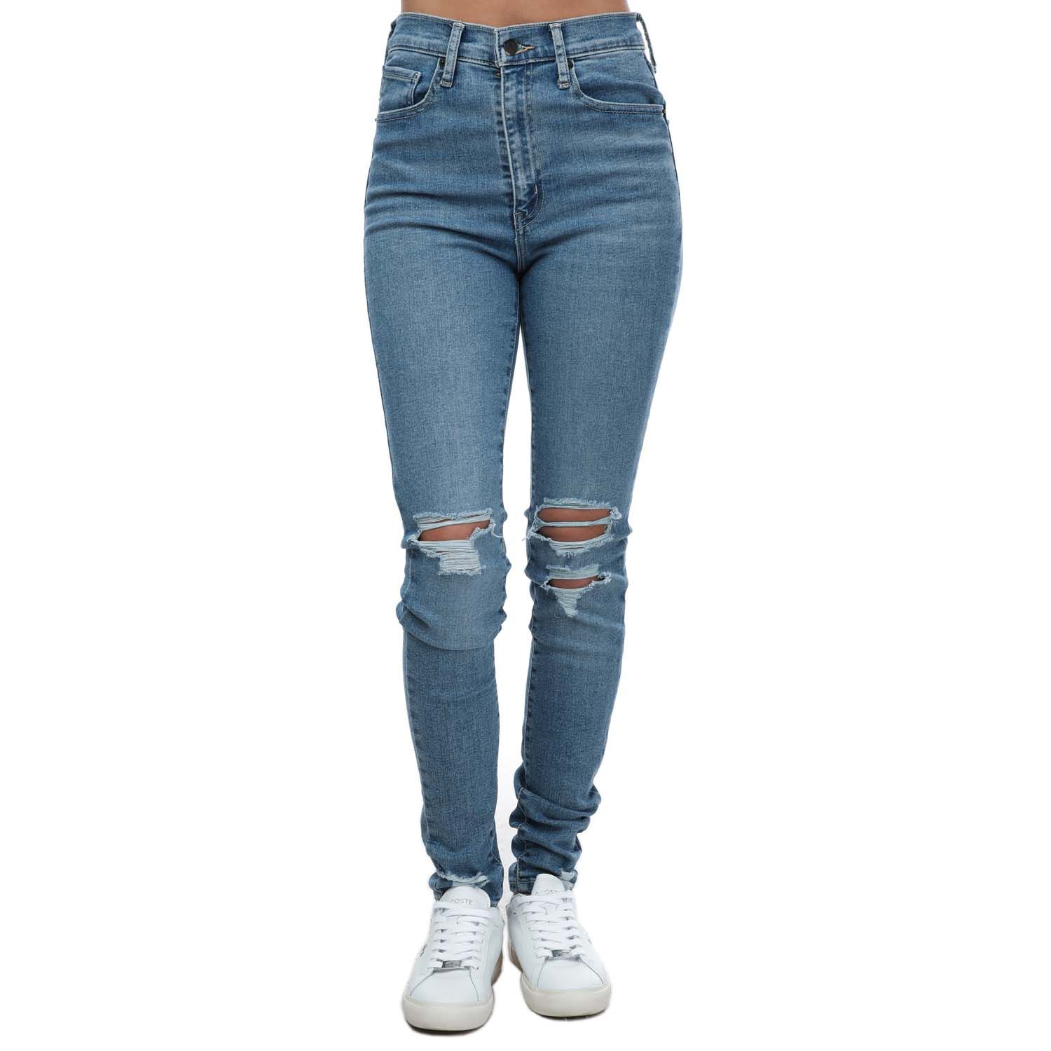 Levi's Womenss Levis Mile High Super Skinny Jeans in Denim - Blue Cotton - Size 30R