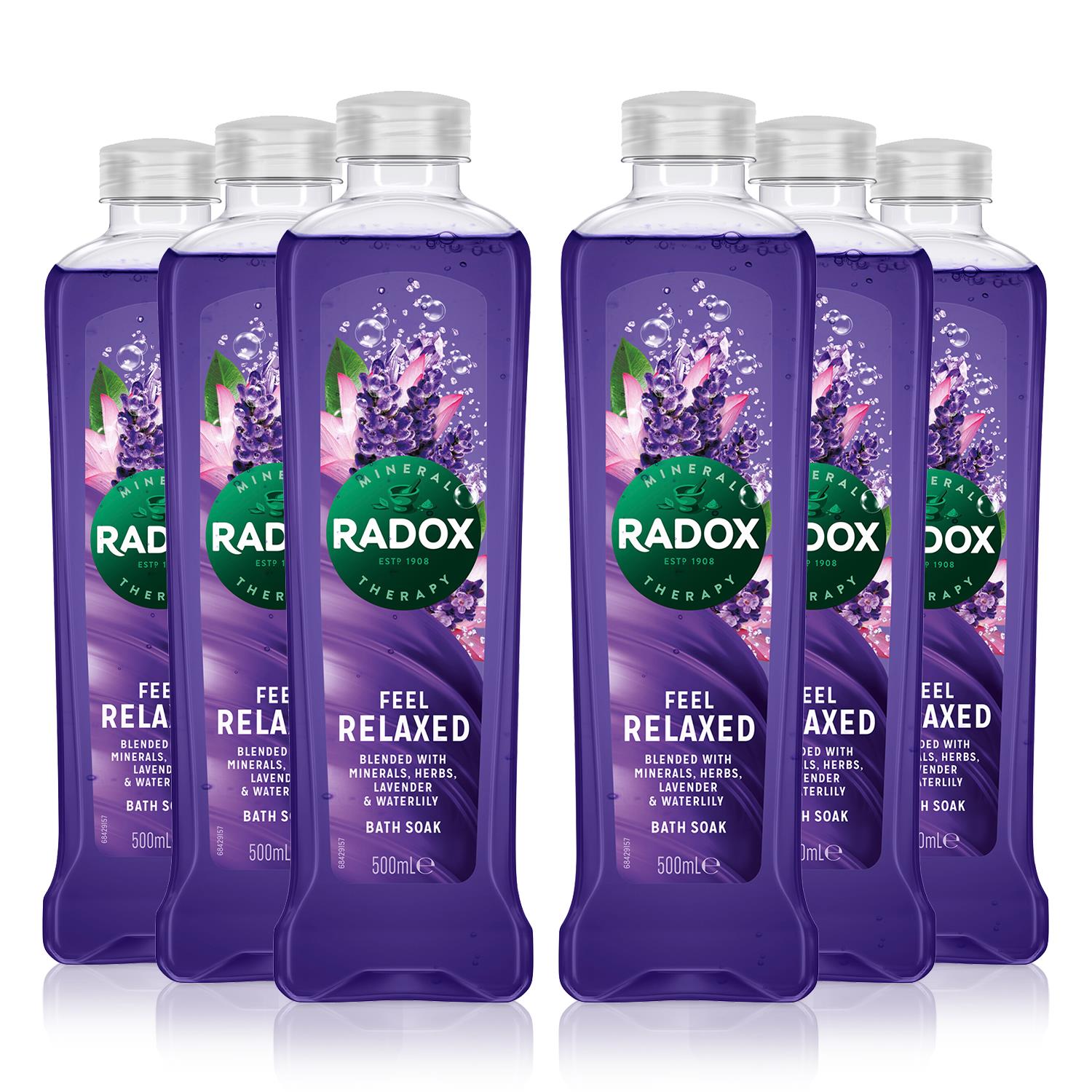 Radox Unisex 100% Nature Inspired Fragrance Bath Soak, Feel Relaxed, 500ml, 6 Pack - Apple - One Size