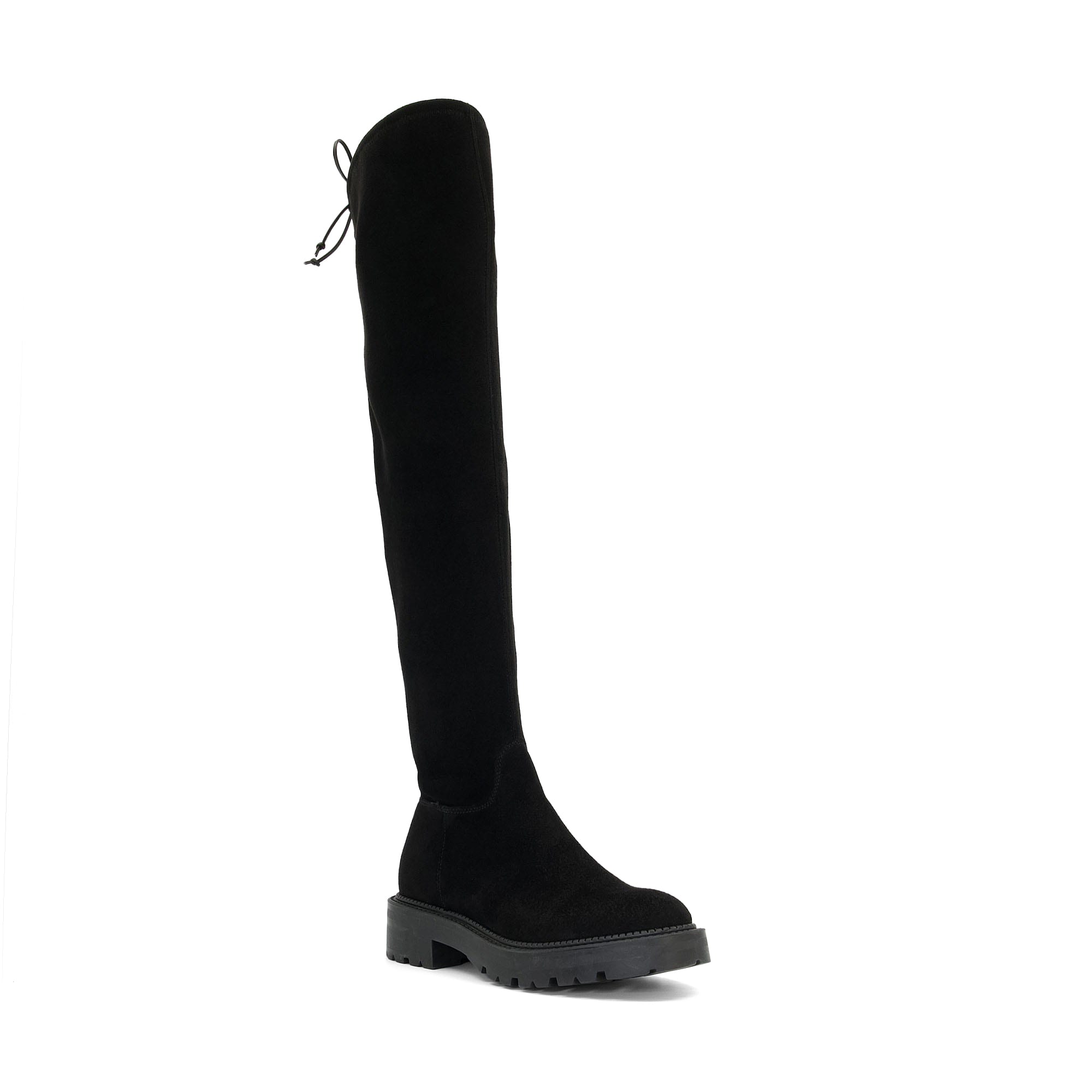 Dune London Womens Ladies Flat Over-The-Knee Boots THORNE - Black Micro Fibre - Size UK 5