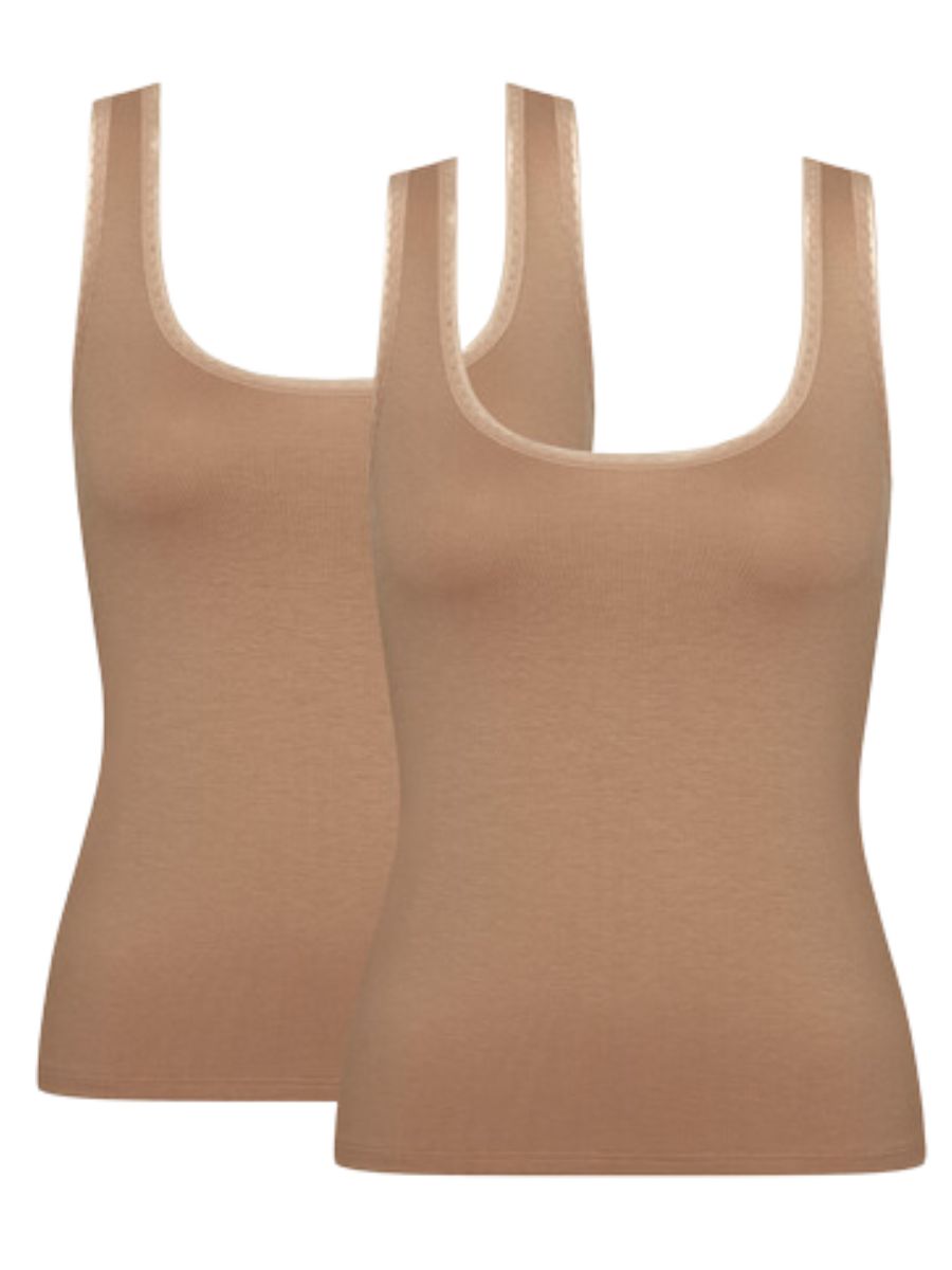 Sloggi Womens GO Tank Top 2 Pack - Brown Polyamide - Size Medium