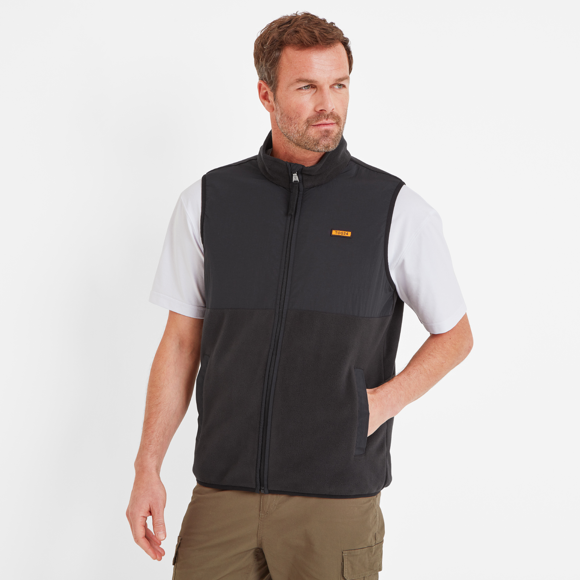 Tog24 Marray Mens Fleece Gilet Black/Washed Black - Size X-Large