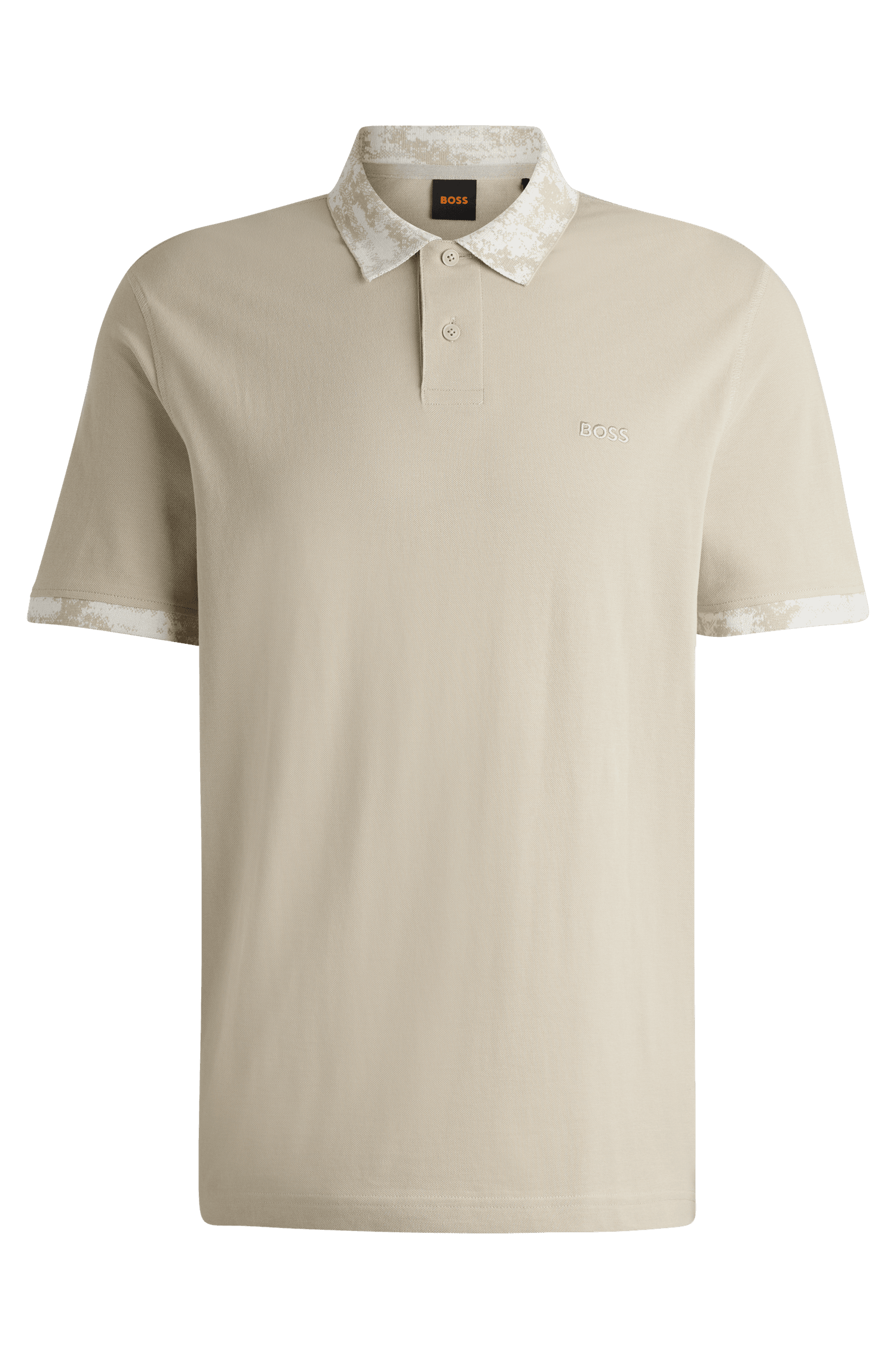 Boss Mens Cotton-Piqué Polo Shirt in Beige - Size 2XL